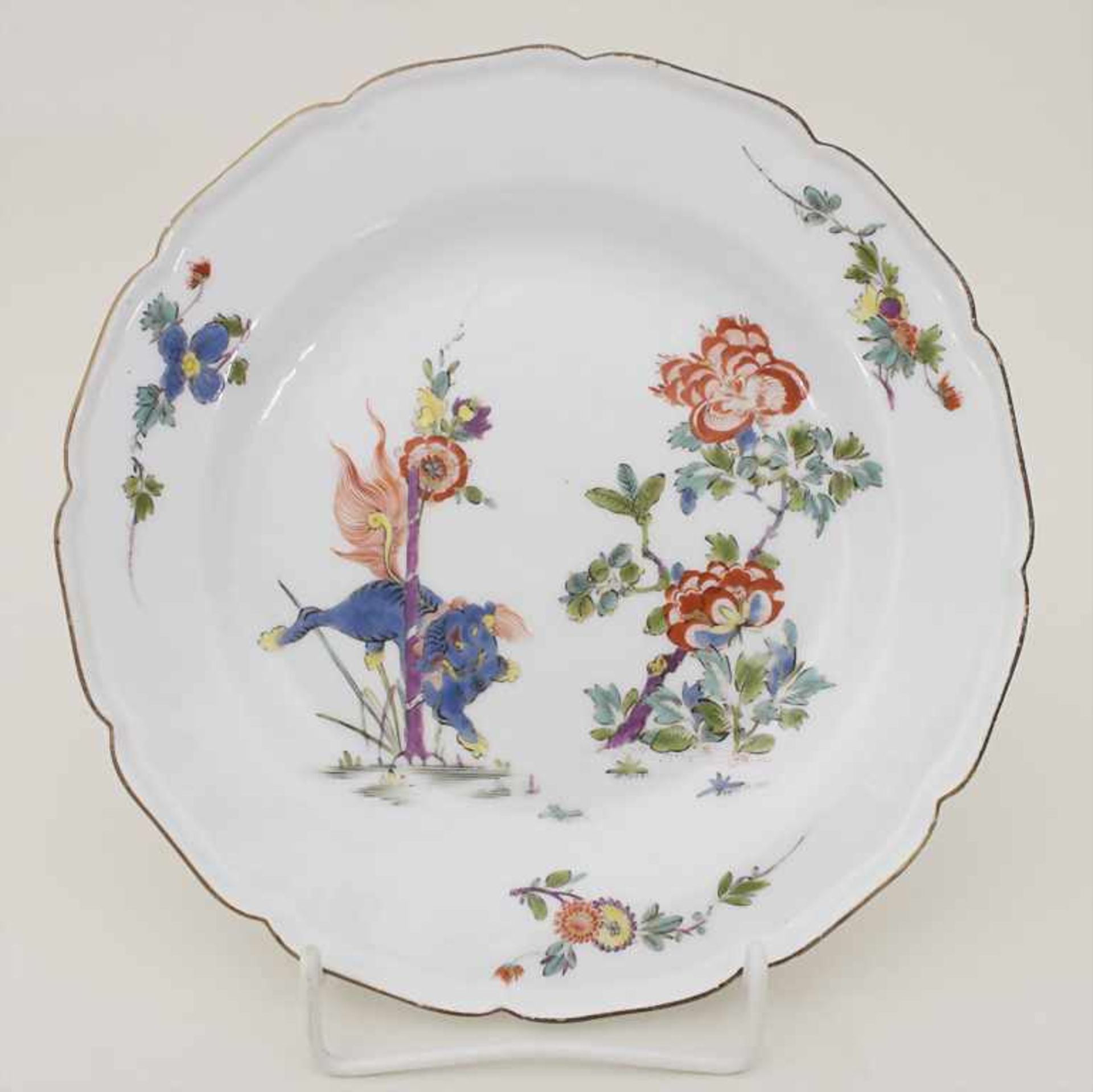 Barock-Indisch-Teller / A Baroque plate with 'Corean lion', Meissen, um 1735