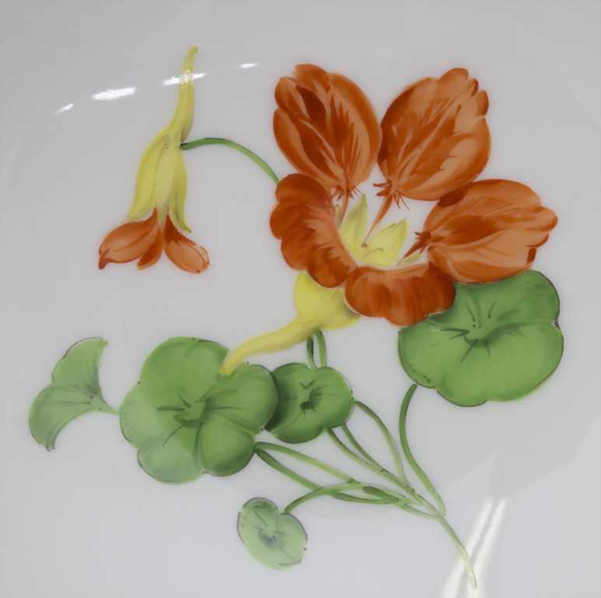 Satz von 9 Konfekttellern mit Blumenmalerei / A set of 9 small plates with flowers - Image 3 of 5