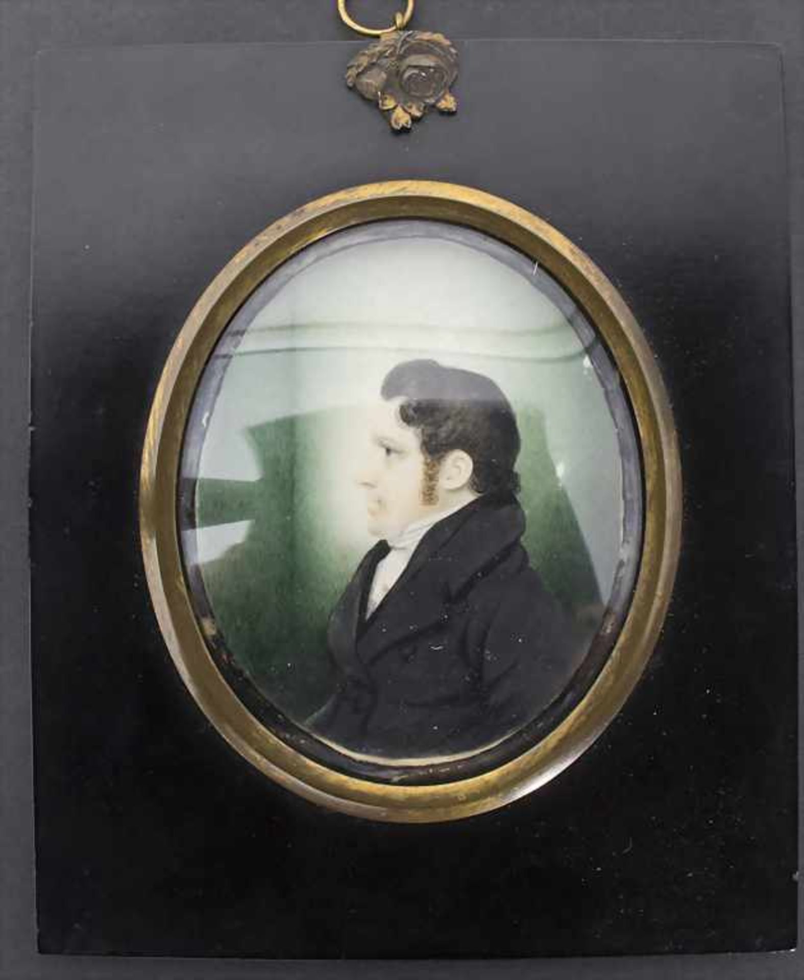Biedermeier Miniatur-Portrait eines Herrn / A miniature portrait of a gentleman, wohl deutsch,