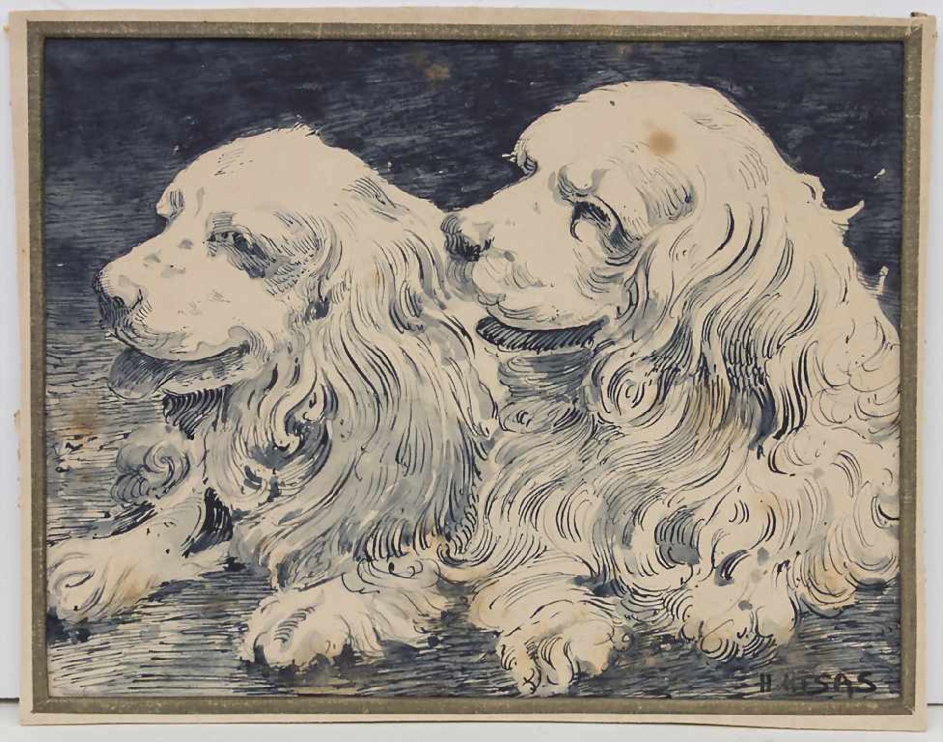 Künstler des 20. Jh., 'Cockerspanielpaar' / 'A pair of cocker spaniels'< - Bild 2 aus 4