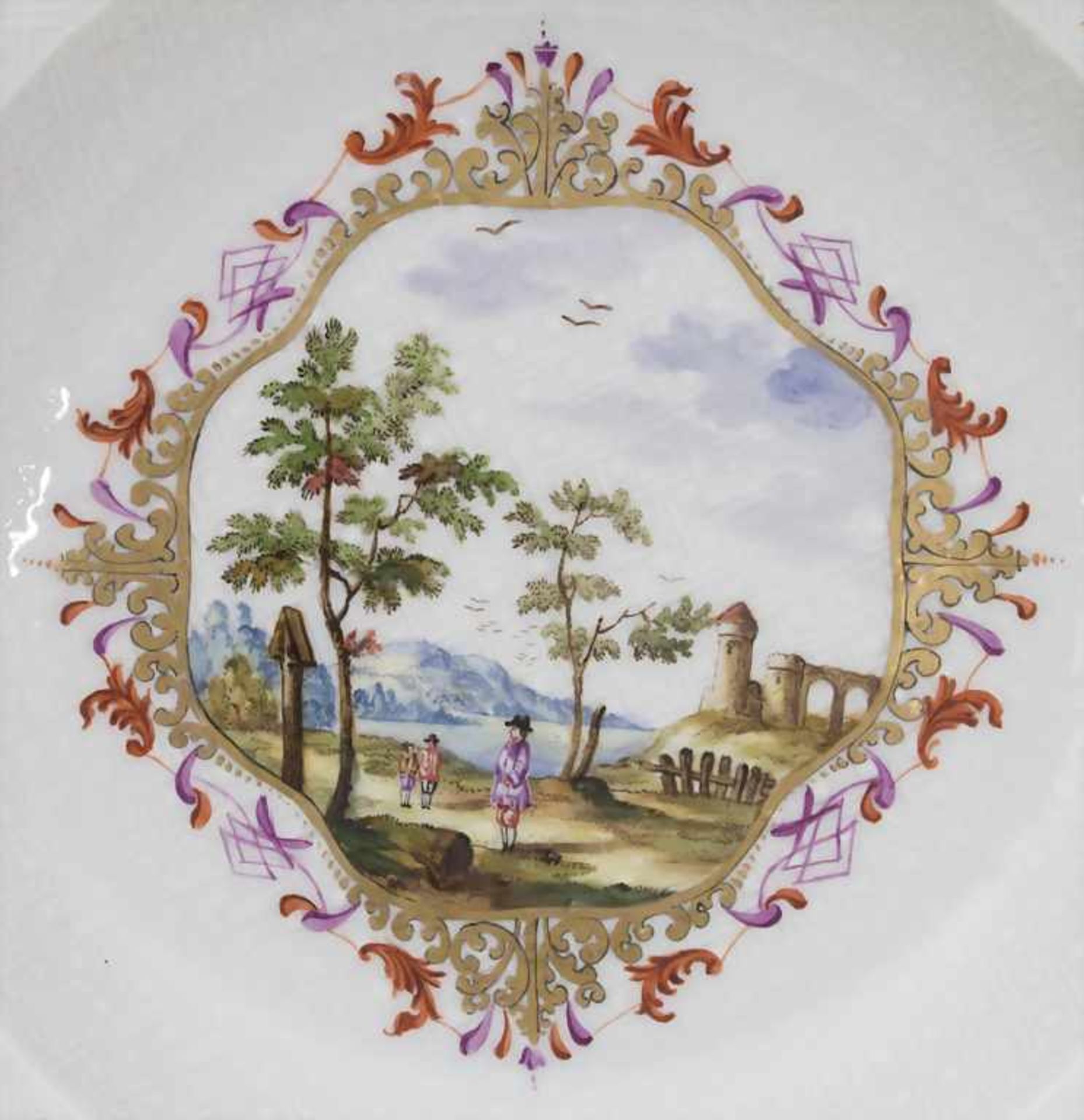 Barock Teller / A Baroque plate, Meissen, 1740-1750 - Bild 2 aus 6