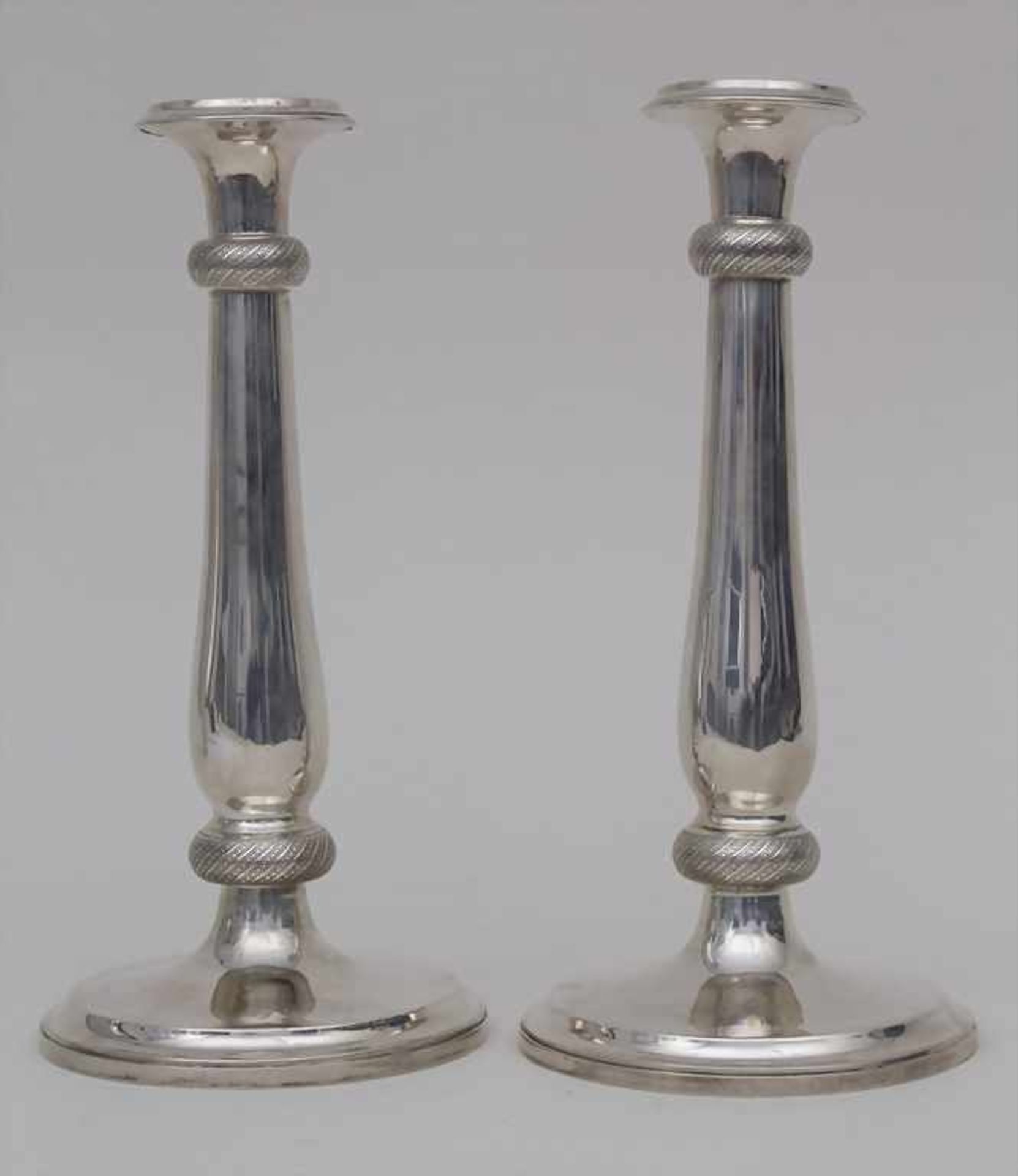 Paar Biedermeier Kerzenleuchter / A pair of silver candlesticks, Carolus Laky, Budapest,