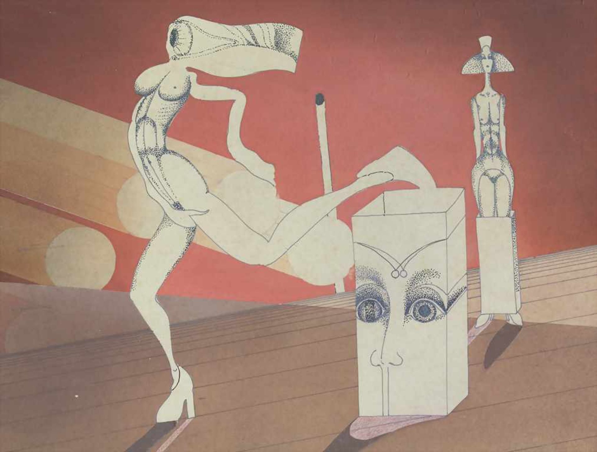 Manfred Popp (*1941), 'Surreale Landschaft mit Figuren' / 'A surreal landscape with figures' - Bild 3 aus 5