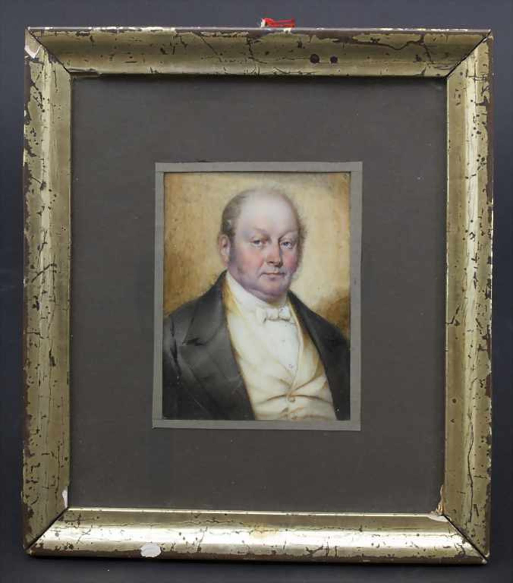 Miniatur Herrenporträt / A miniature painting 'portrait of a gentleman', deutsch, 19. Jh.< - Image 2 of 3