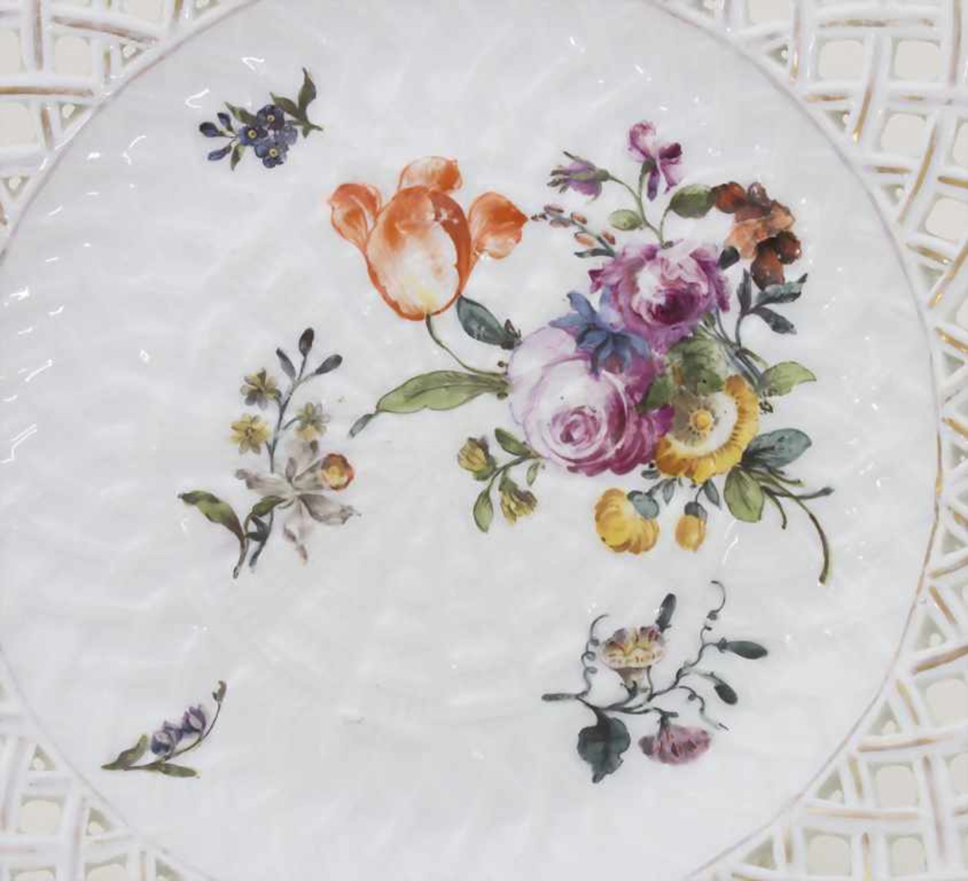 6 Korb-Teller / 6 plates, Meissen, um 1750 - Image 8 of 28