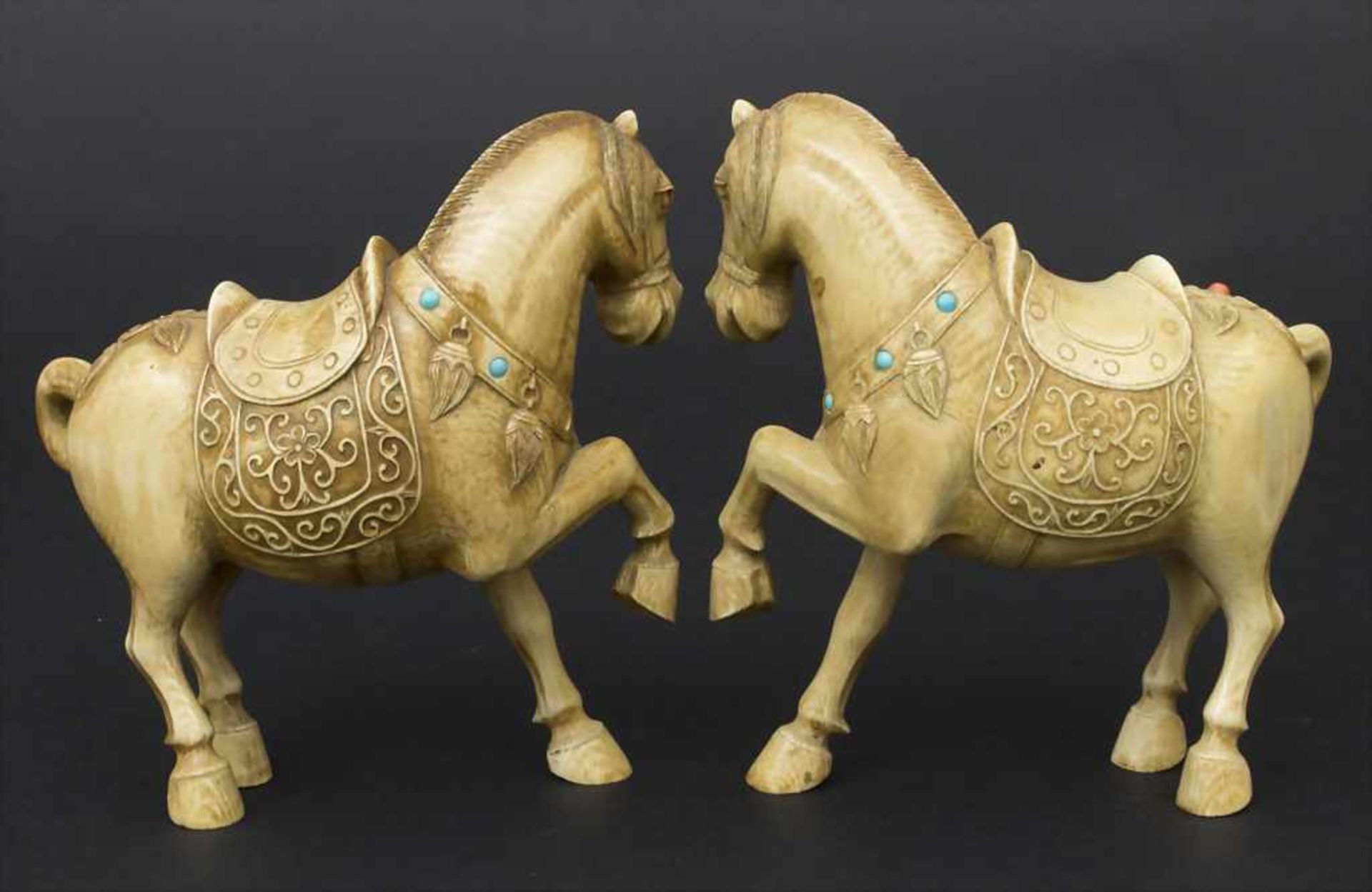 Paar-Pferde, China, Qing-Dynastie, 19. Jh. - Bild 2 aus 7