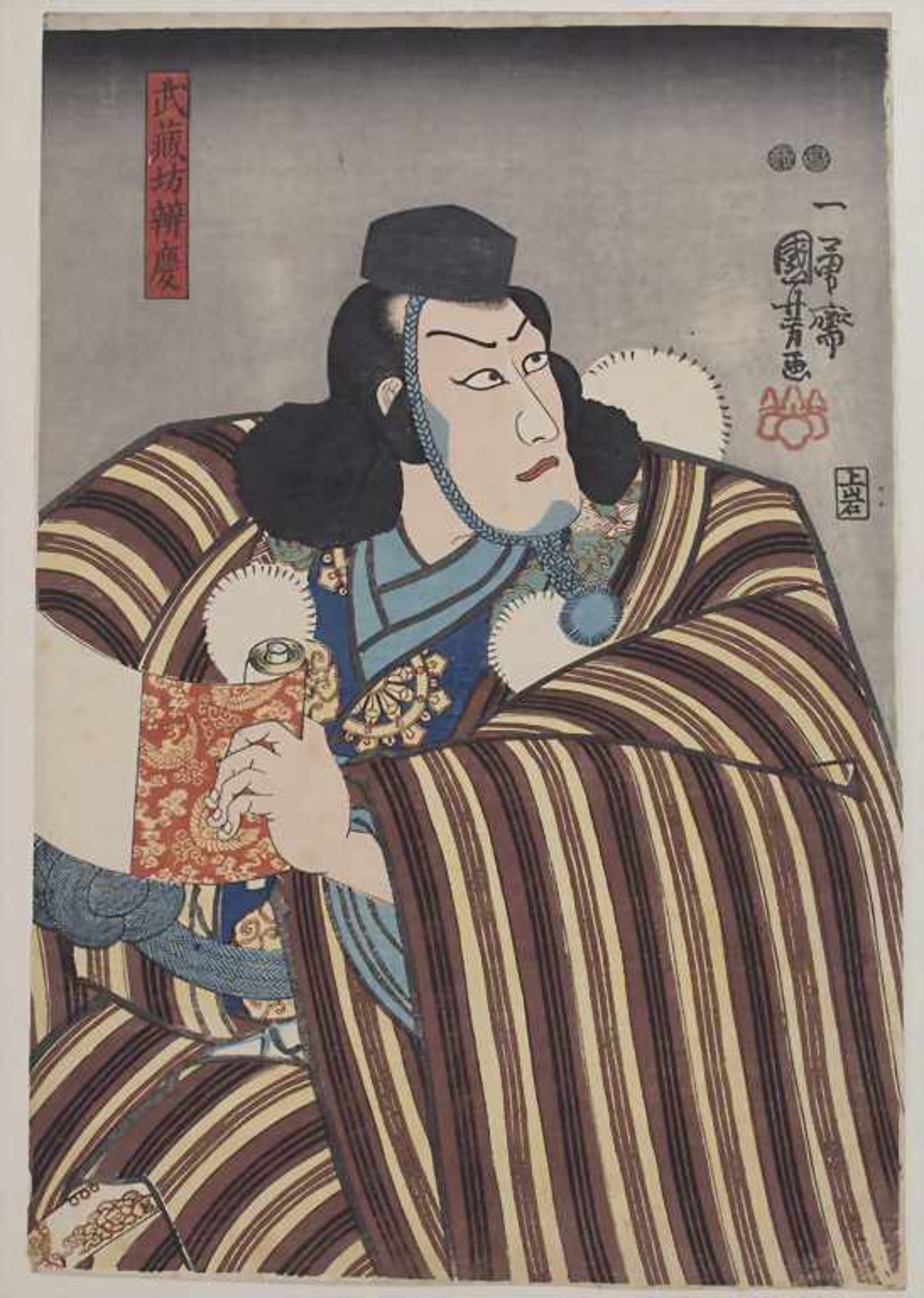 Kuniyoshi Utagawa (1797/98-1861), 'Schauspieler mit Schriftrolle' / 'An actor with scroll'