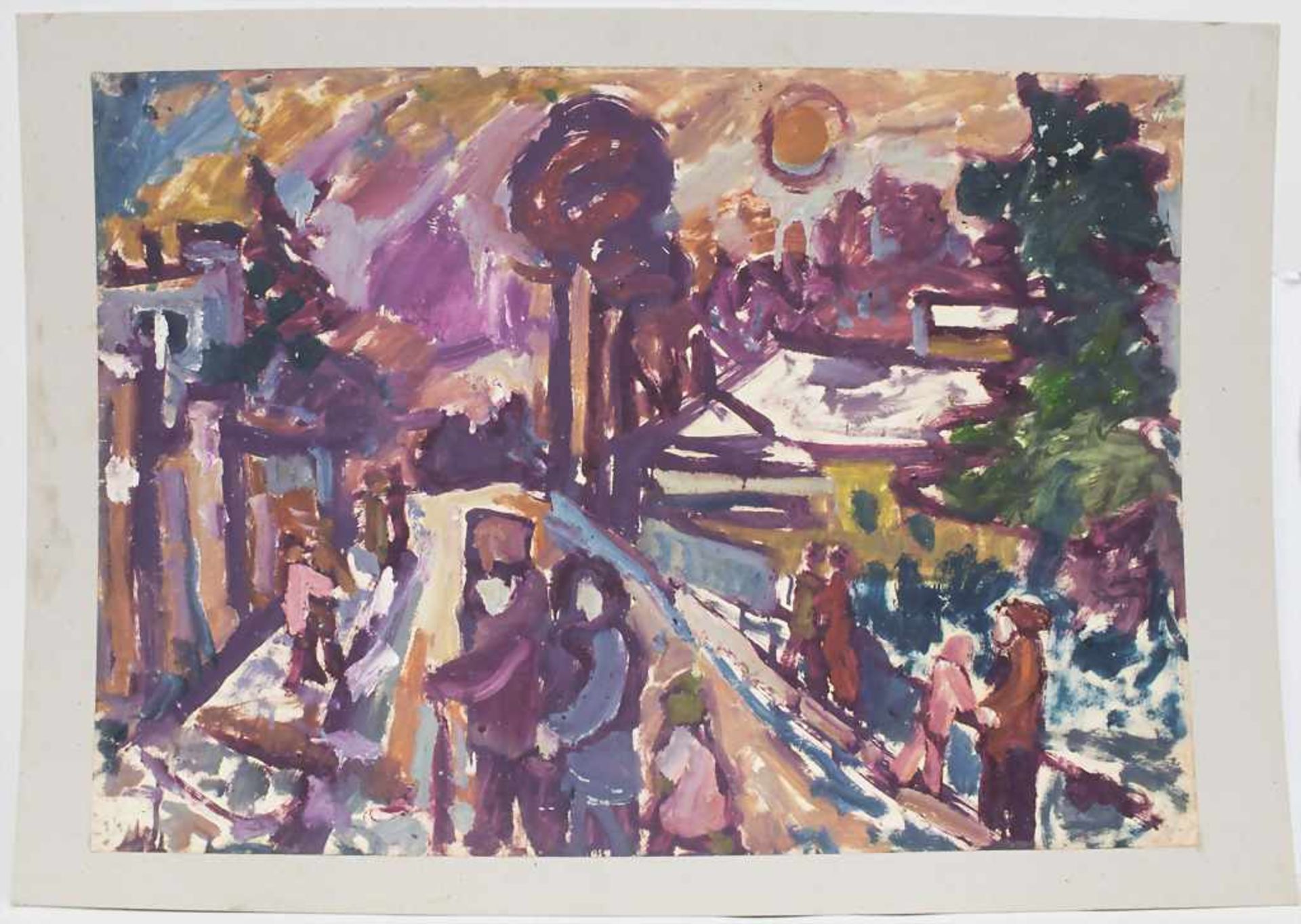 Miklos Németh (1934-2012), 'Straßenszene mit Spaziergängern' / 'A street scenery with walkers' - Image 2 of 3