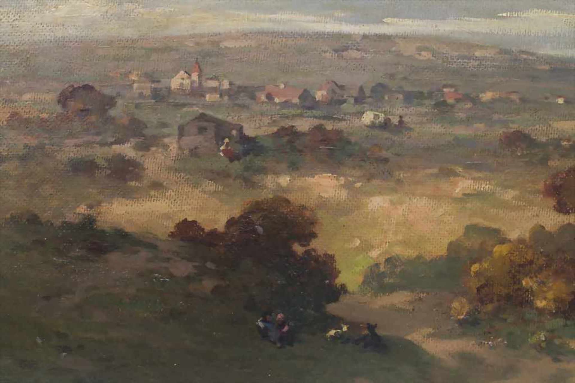 Jacob Gehrig (1846-1922), 'Weite Landschaft mit Hirtenpaar und Ziegen' / 'A landscape with shepherds - Image 3 of 5
