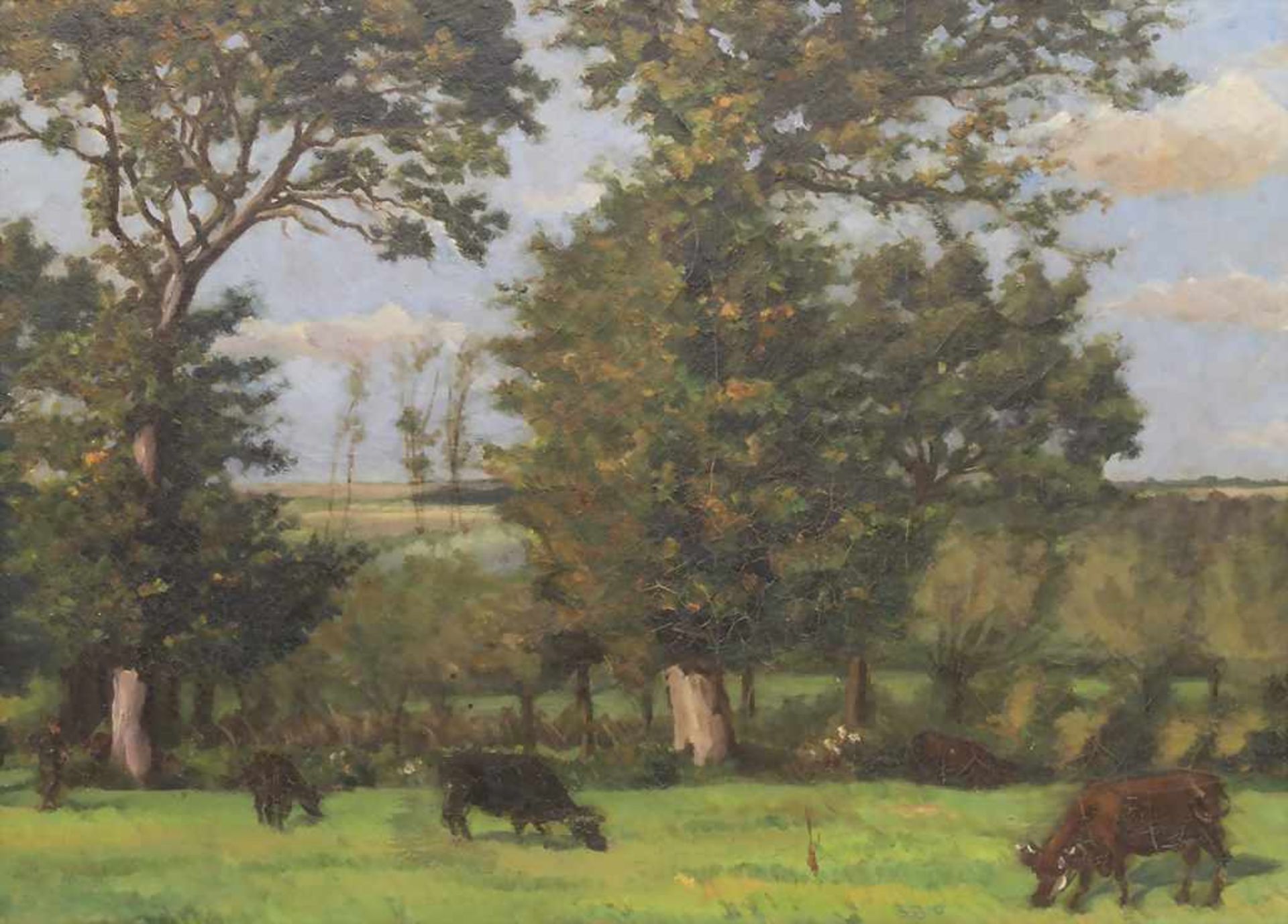 Léon Dehesghues (1852-1910), 'Landschaft mit weidendem Vieh' / 'A landscape with grazing cattle' - Bild 3 aus 8