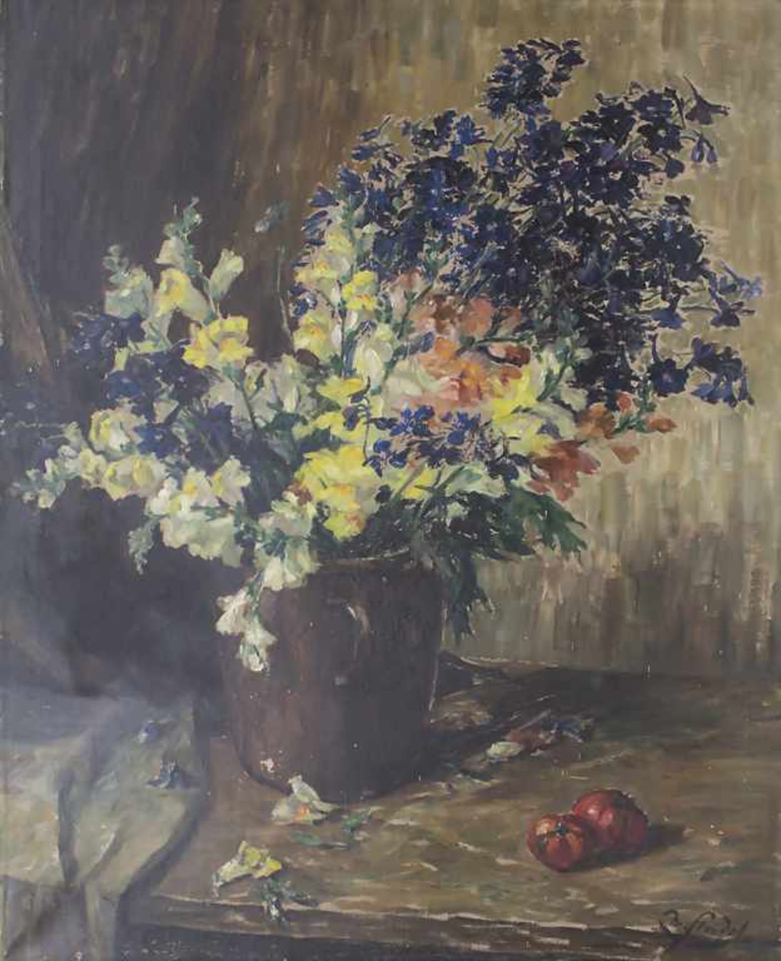 Max Steudel (1873-?), Blumenstillleben 'Rittersporn und Löwenmaul' / A flower still life 'Larkspur