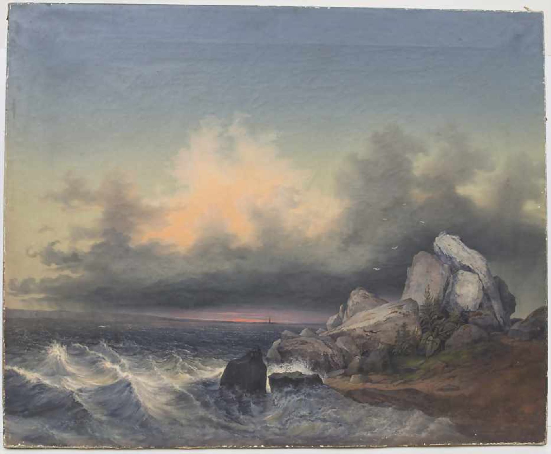 Eduard Wirostek (tätig um 1845-1850), 'Küstenlandschaft im Abendlicht' / 'A coastal landscape at