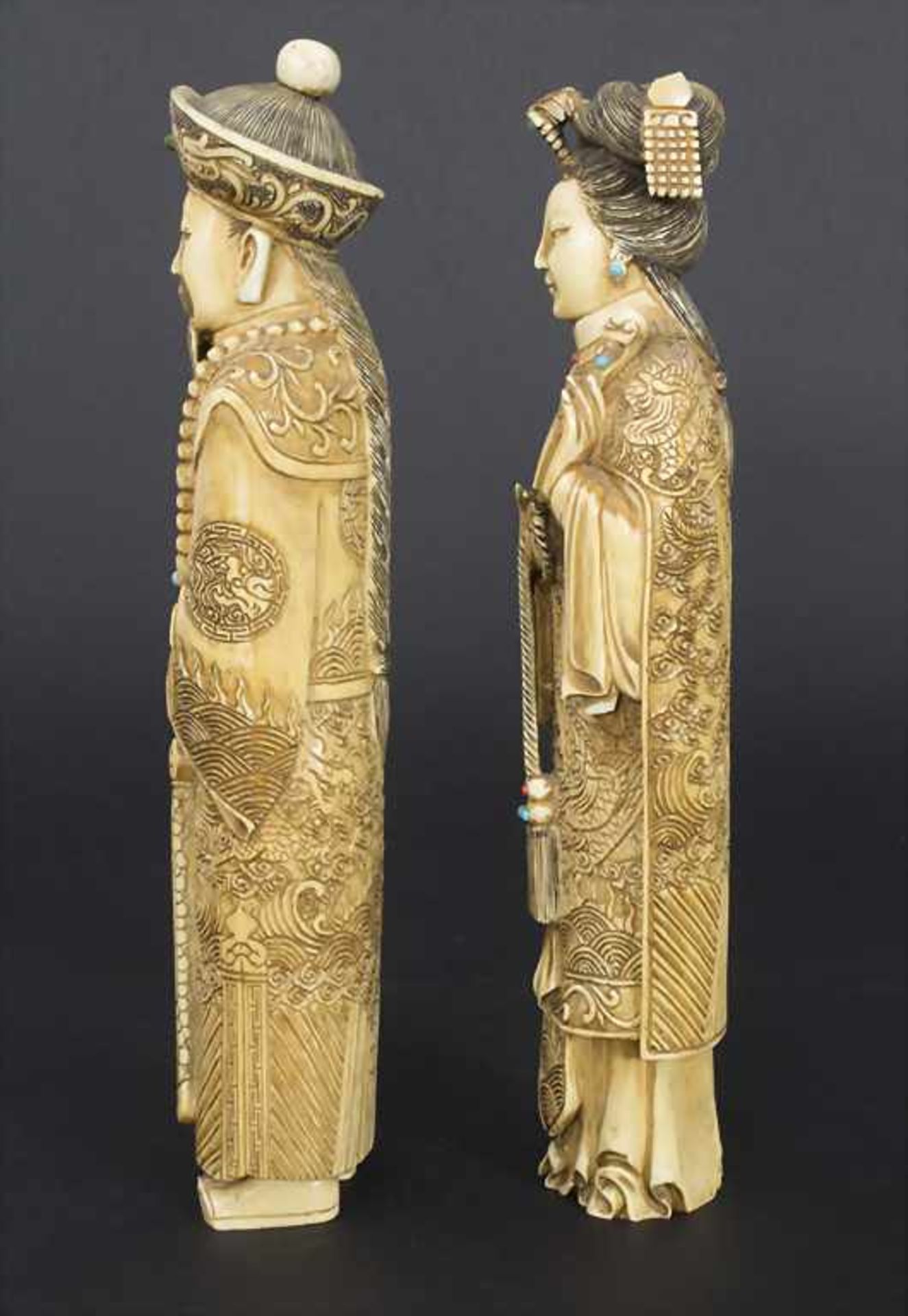 Kaiser-Paar, China, Qing-Dynastie, 19. Jh. - Bild 6 aus 12
