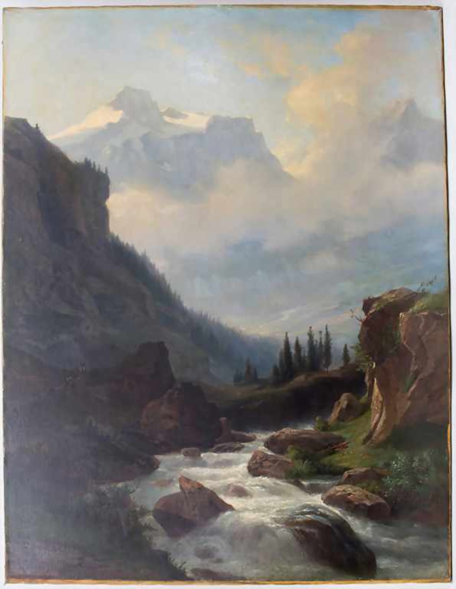 Jakob Joseph Zelger (1812-1885), 'Gebirgsbach Reuss vor Bergkulisse' / 'The mountain stream Reuss'