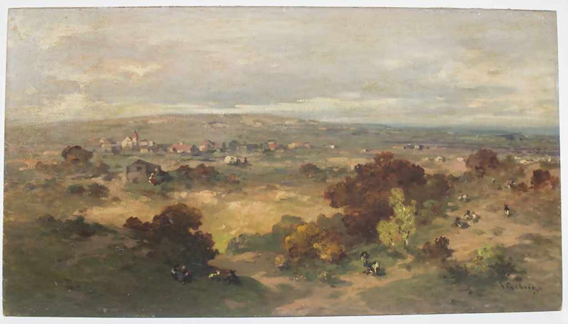 Jacob Gehrig (1846-1922), 'Weite Landschaft mit Hirtenpaar und Ziegen' / 'A landscape with shepherds