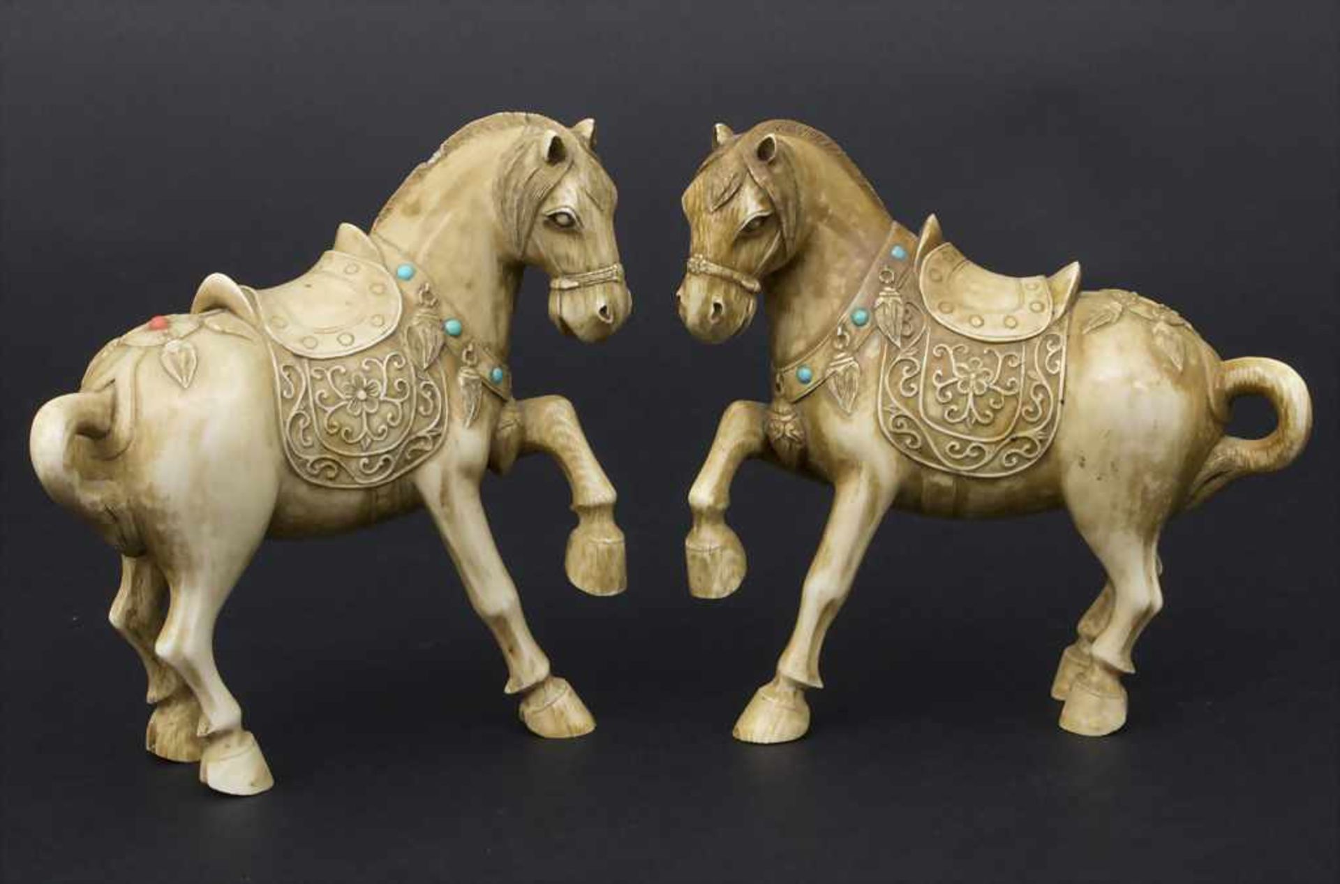 Paar-Pferde, China, Qing-Dynastie, 19. Jh.
