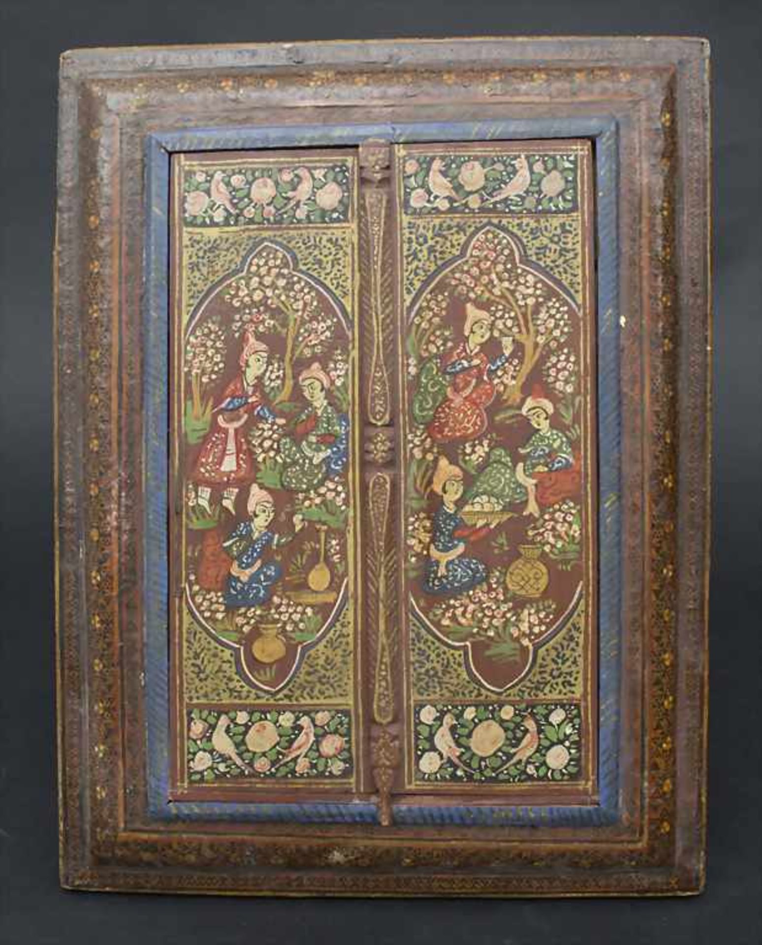 Persischer Spiegel mit Figurenmalerei / A persian mirror with figures, Indien, um 1900