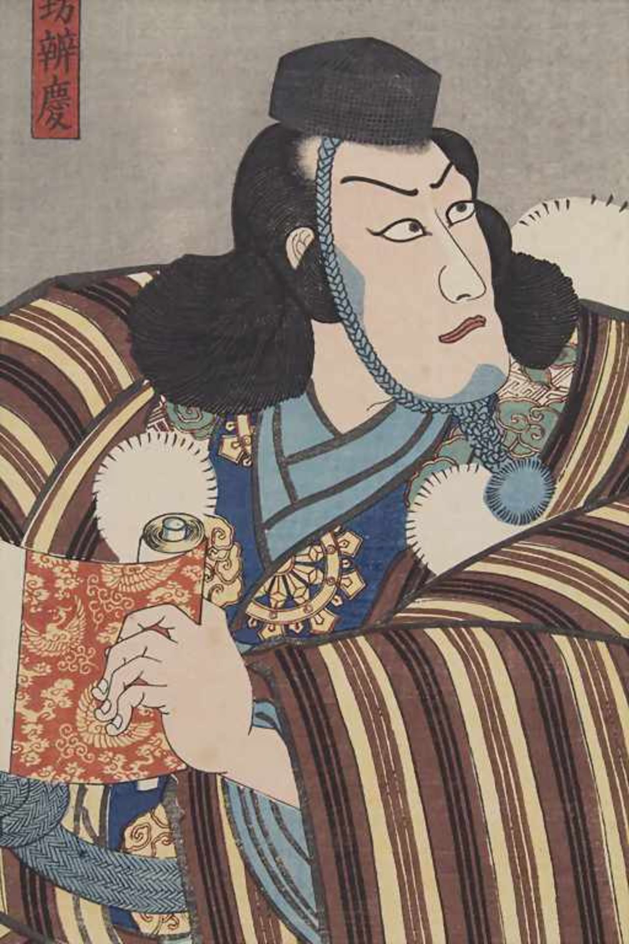 Kuniyoshi Utagawa (1797/98-1861), 'Schauspieler mit Schriftrolle' / 'An actor with scroll' - Image 2 of 4