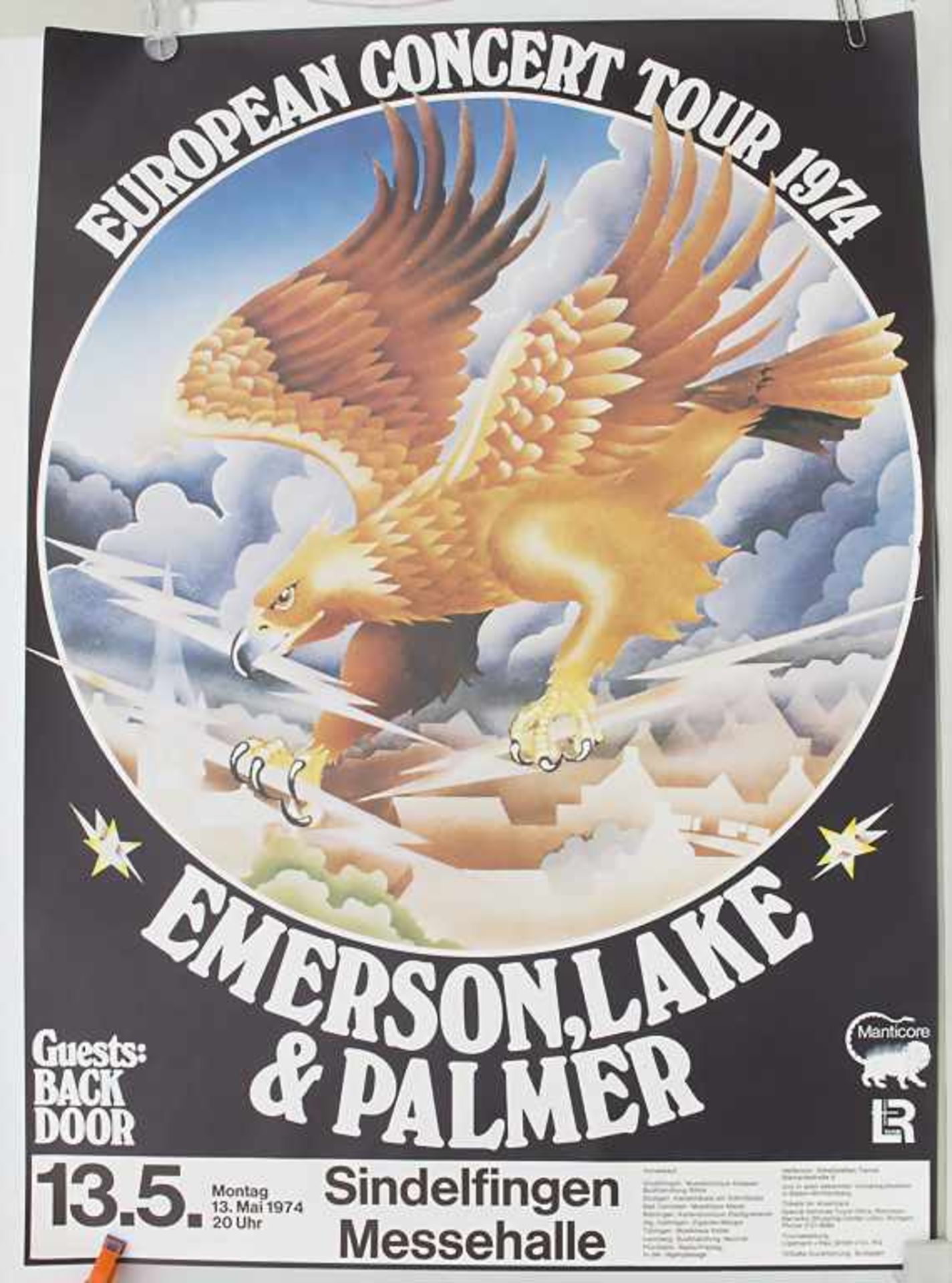 Konzertplakat 'Emerson Lake & Palmer' / A concert poster 'Emerson Lake & Palmer', Sindelfingen, - Image 2 of 3