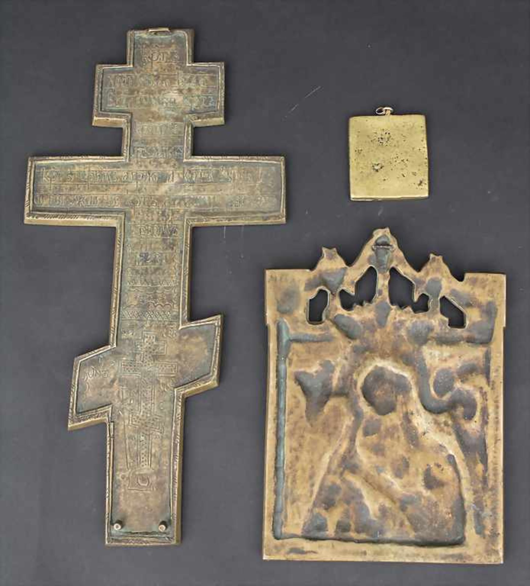 Konvolut 3 Bronzeikonen / A set of 3 bronze icons, Russland, 19. Jh. - Image 2 of 3