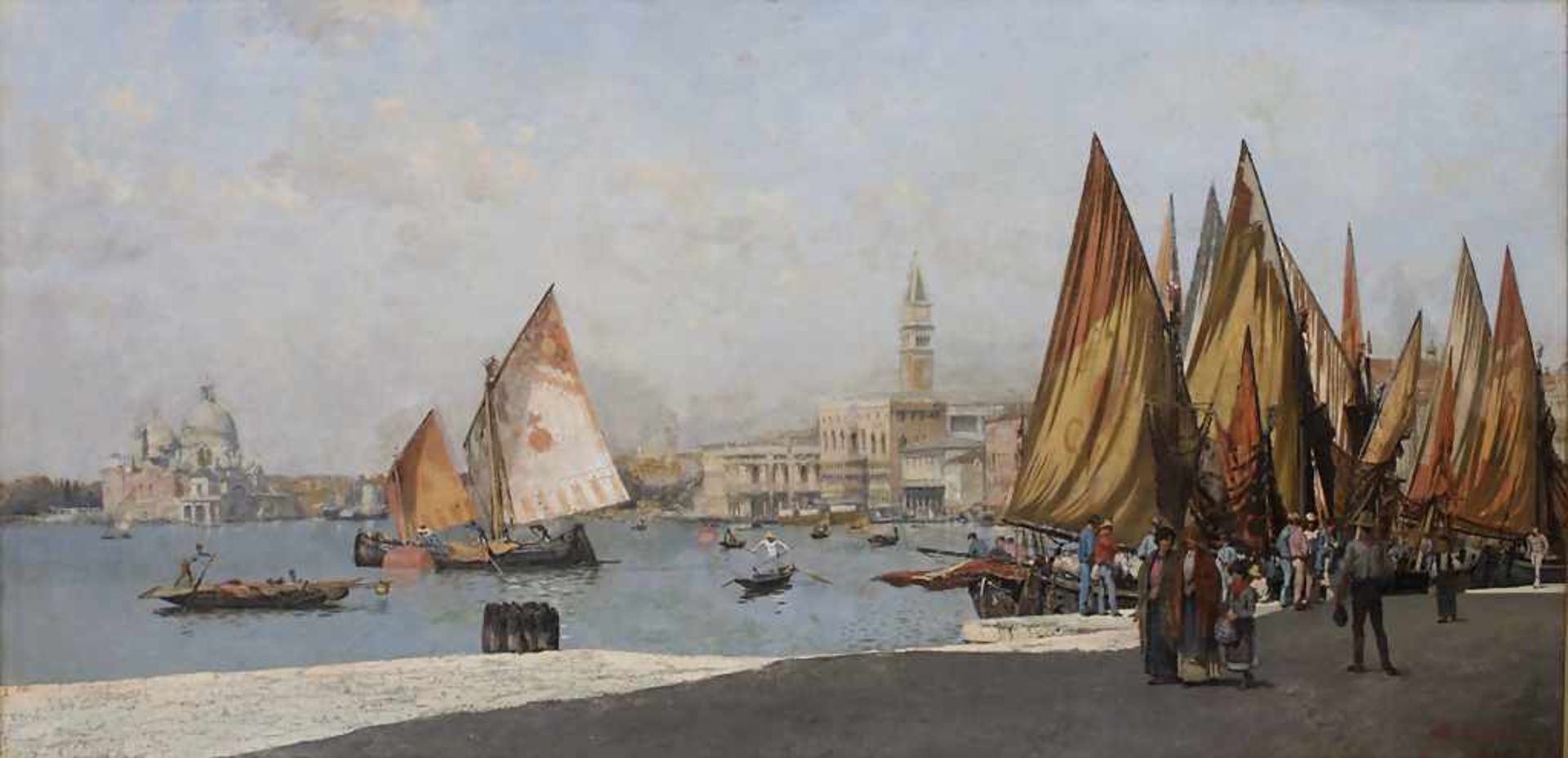 G. Echevarria (19./20. Jh.), 'Venedig: Hafen vor dem Dogenpalast' / 'Venice: the harbour with the