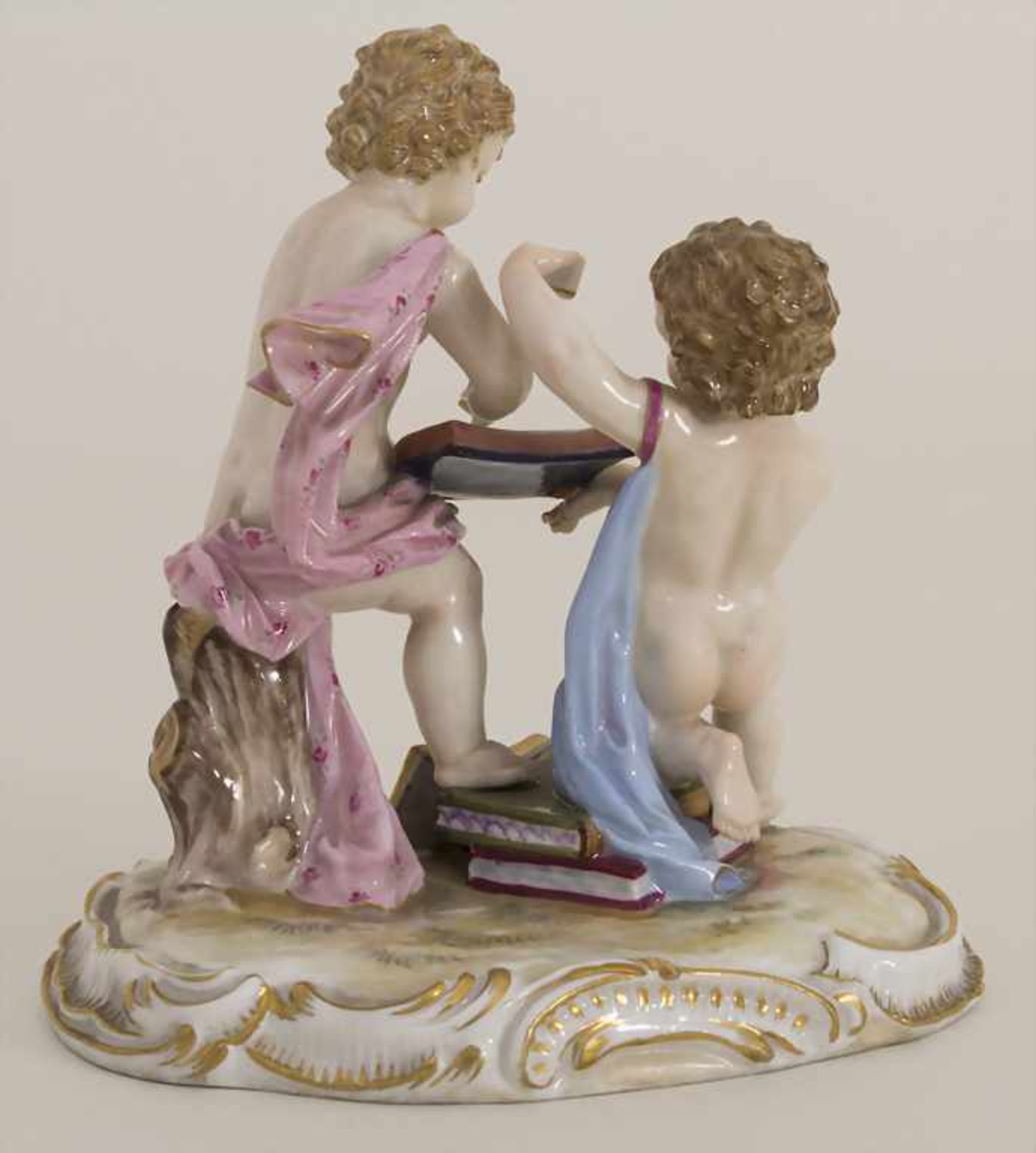 Zwei Kinder beim Schreiben eines Buches / A figural group of 2 cherubs writing in a book, Michel - Bild 2 aus 7