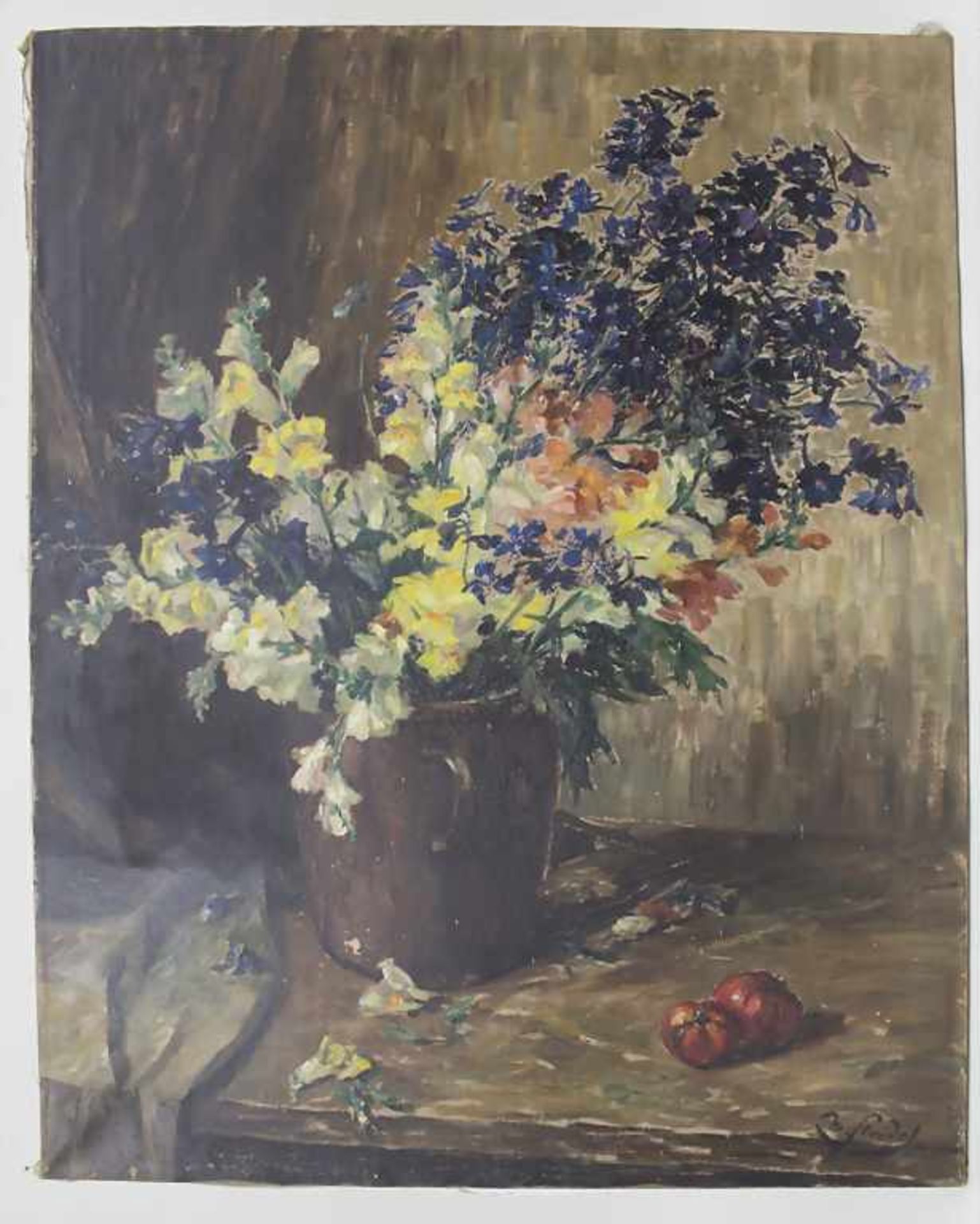 Max Steudel (1873-?), Blumenstillleben 'Rittersporn und Löwenmaul' / A flower still life 'Larkspur - Image 2 of 9