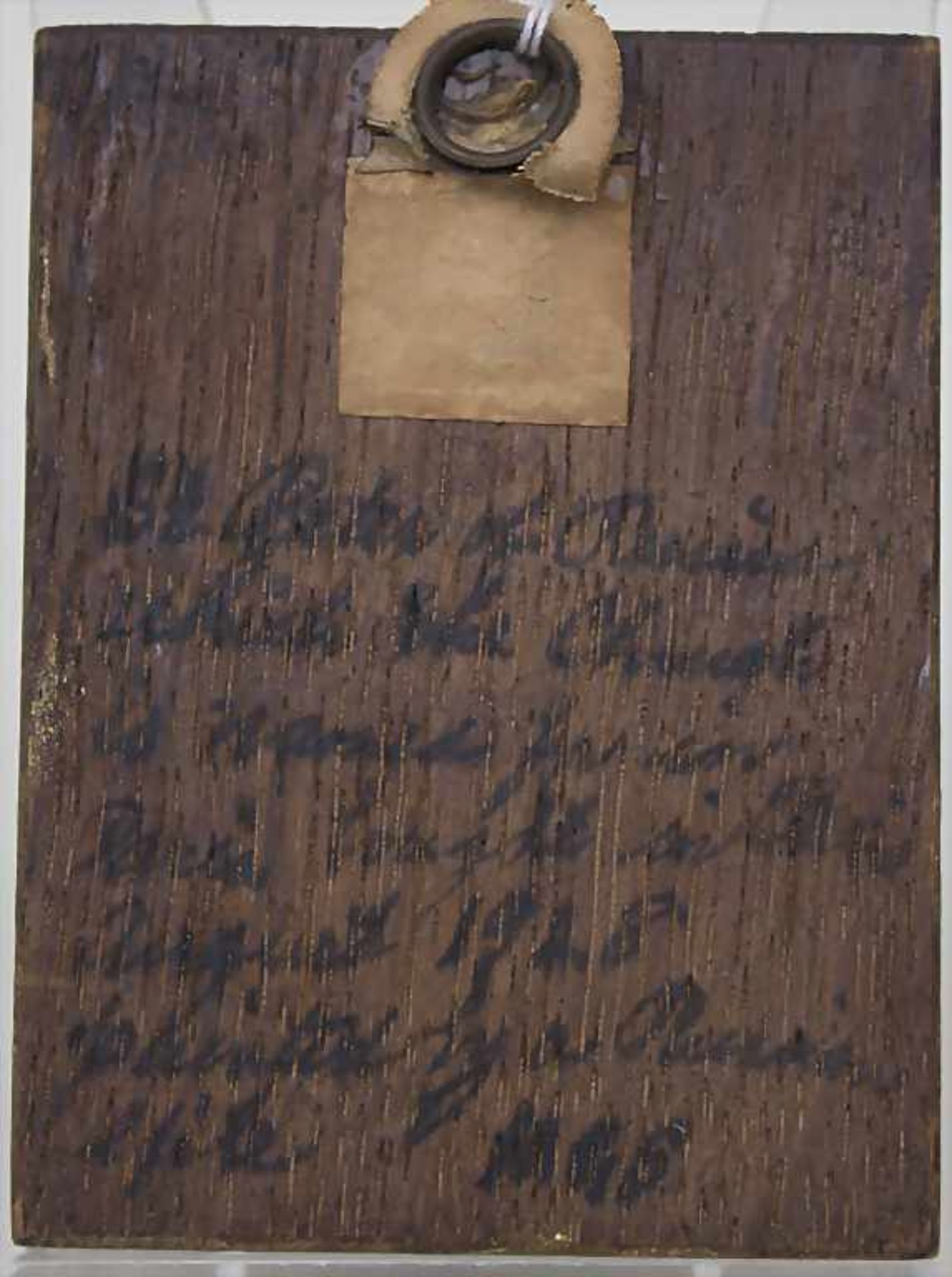 Miniatur Portrait eines Heiligen im Hermelin-Mantel (wohl Petrus) / A miniature portrait of a - Bild 2 aus 2