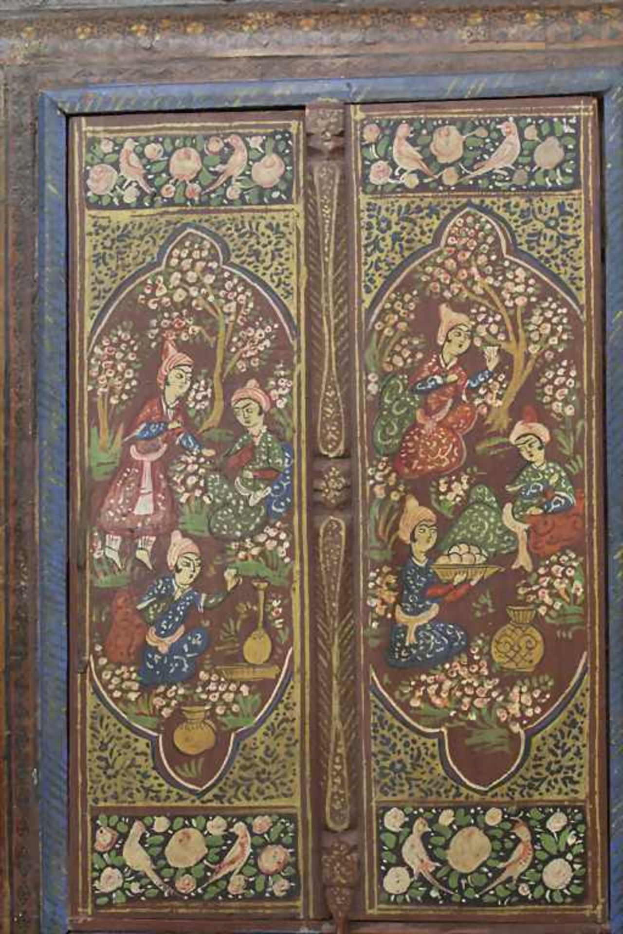 Persischer Spiegel mit Figurenmalerei / A persian mirror with figures, Indien, um 1900 - Bild 2 aus 5