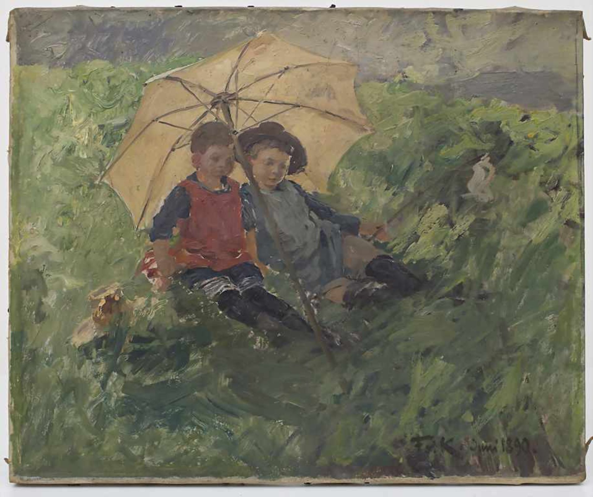 Friedrich Kallmorgen (1856-1924), 'Kinder unterm Sonnenschirm' / 'Children under a Parasol'