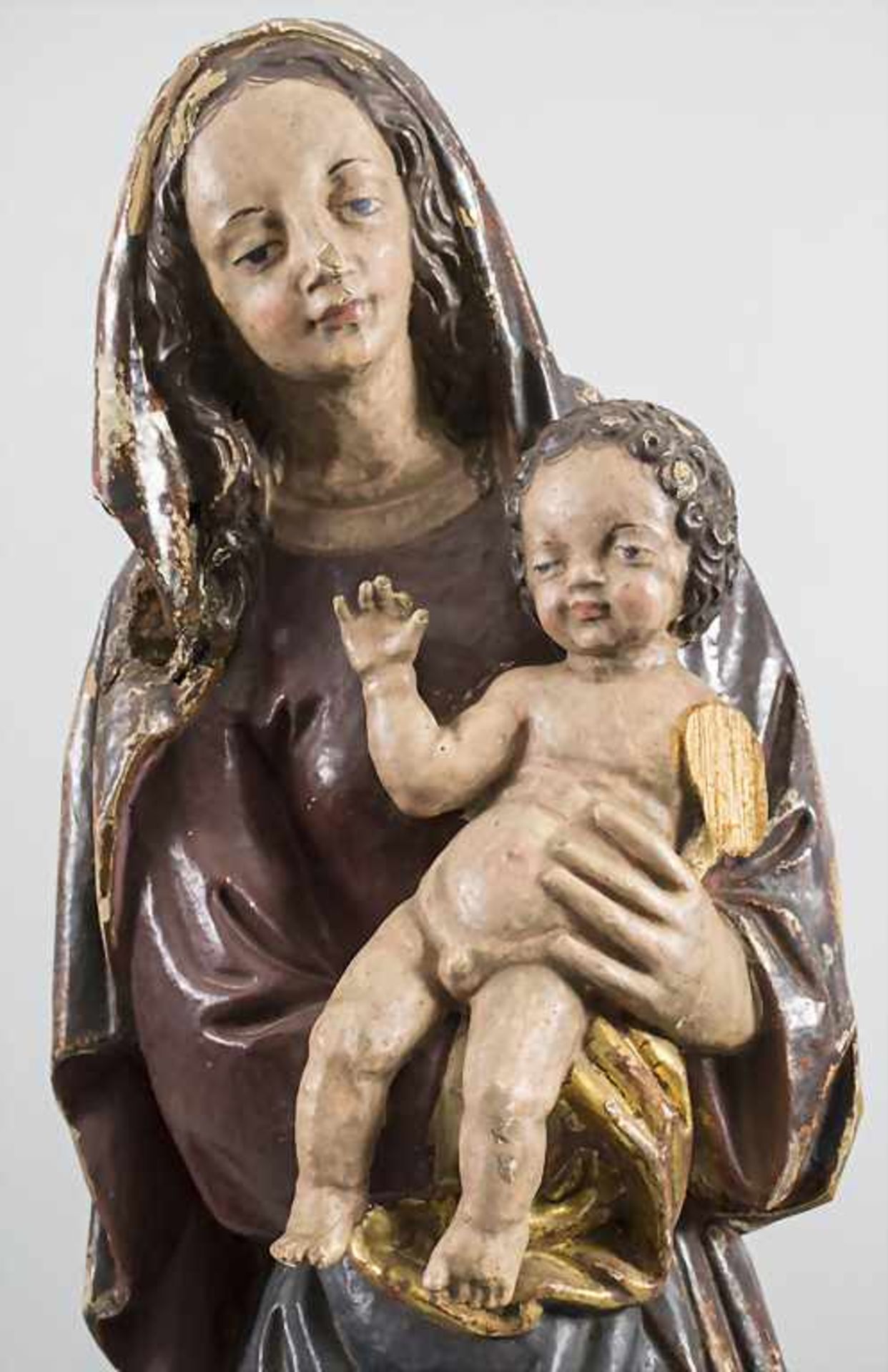 Heiligenfigur 'Maria mit Jesus' / A sacral figure 'Mary and child', um 1800 - Image 2 of 6