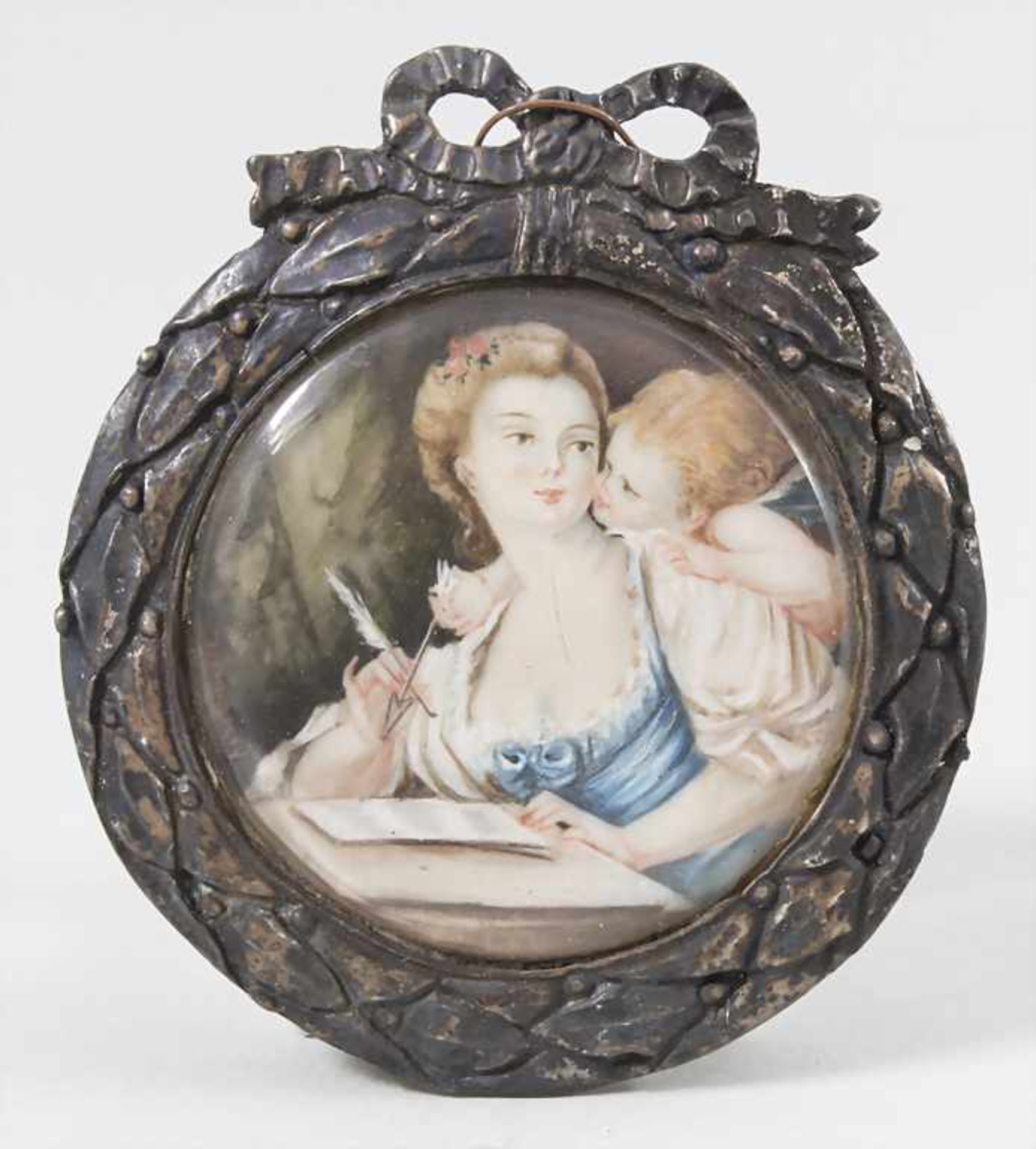 Miniatur 'Junge Dame mit Amorette' / A miniature 'a young lady with a cherub', Frankreich, Anfang
