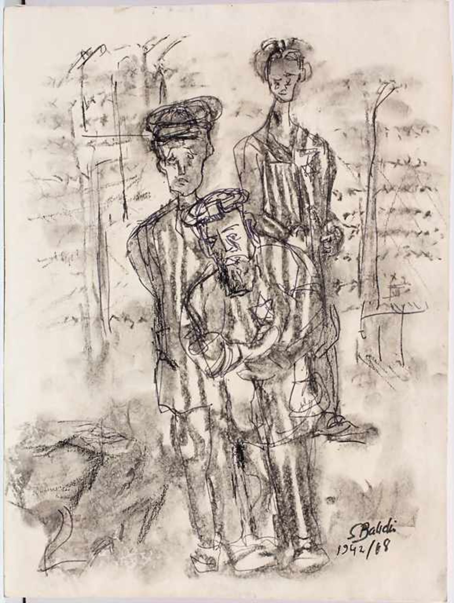 Shimon Balisky (1910-2001), 'Jüdische Gefangene im KZ' / 'Jewish prisoners in a concentration camp'