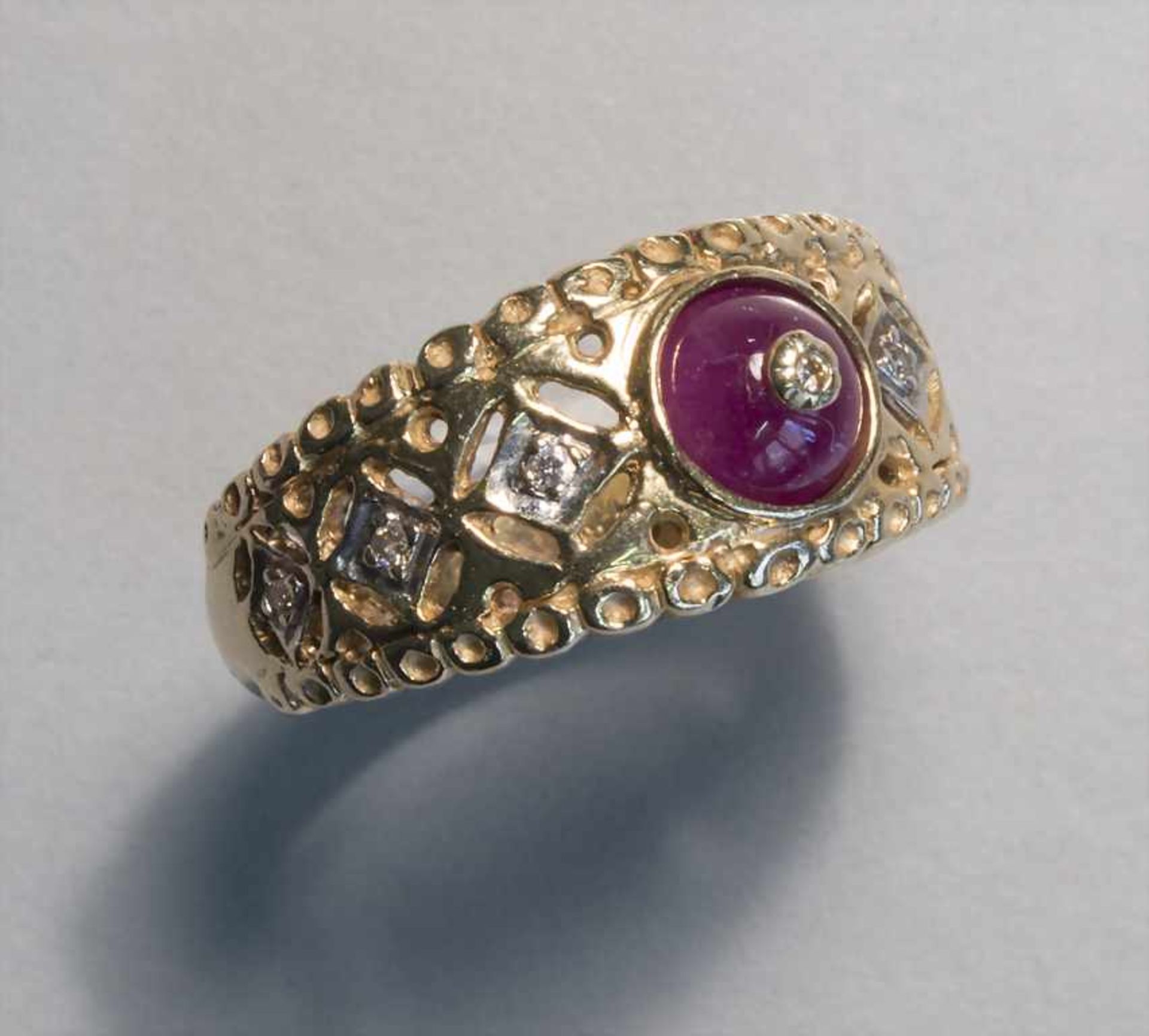 Damenring mit violettem Stein und Diamanten / A ladies ring with a violet stone and diamonds - Bild 2 aus 4