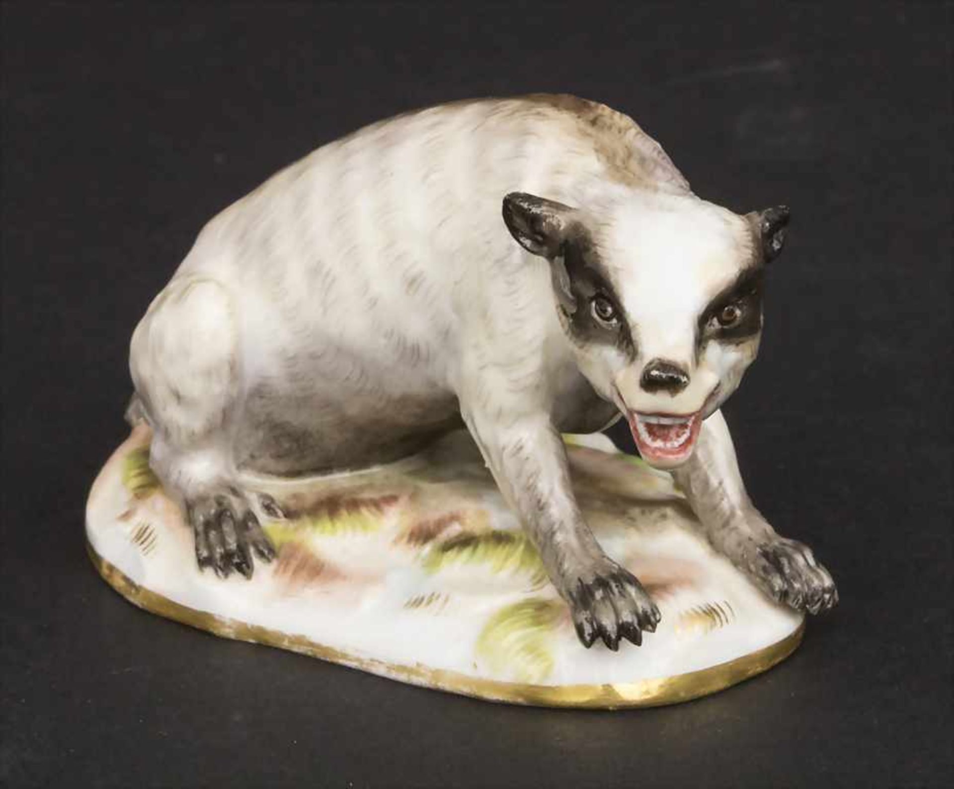 Seltene Tierfigur 'Dachs' / A rare animal figure of a badger, Meissen, Mitte 19. Jh. - Bild 2 aus 9