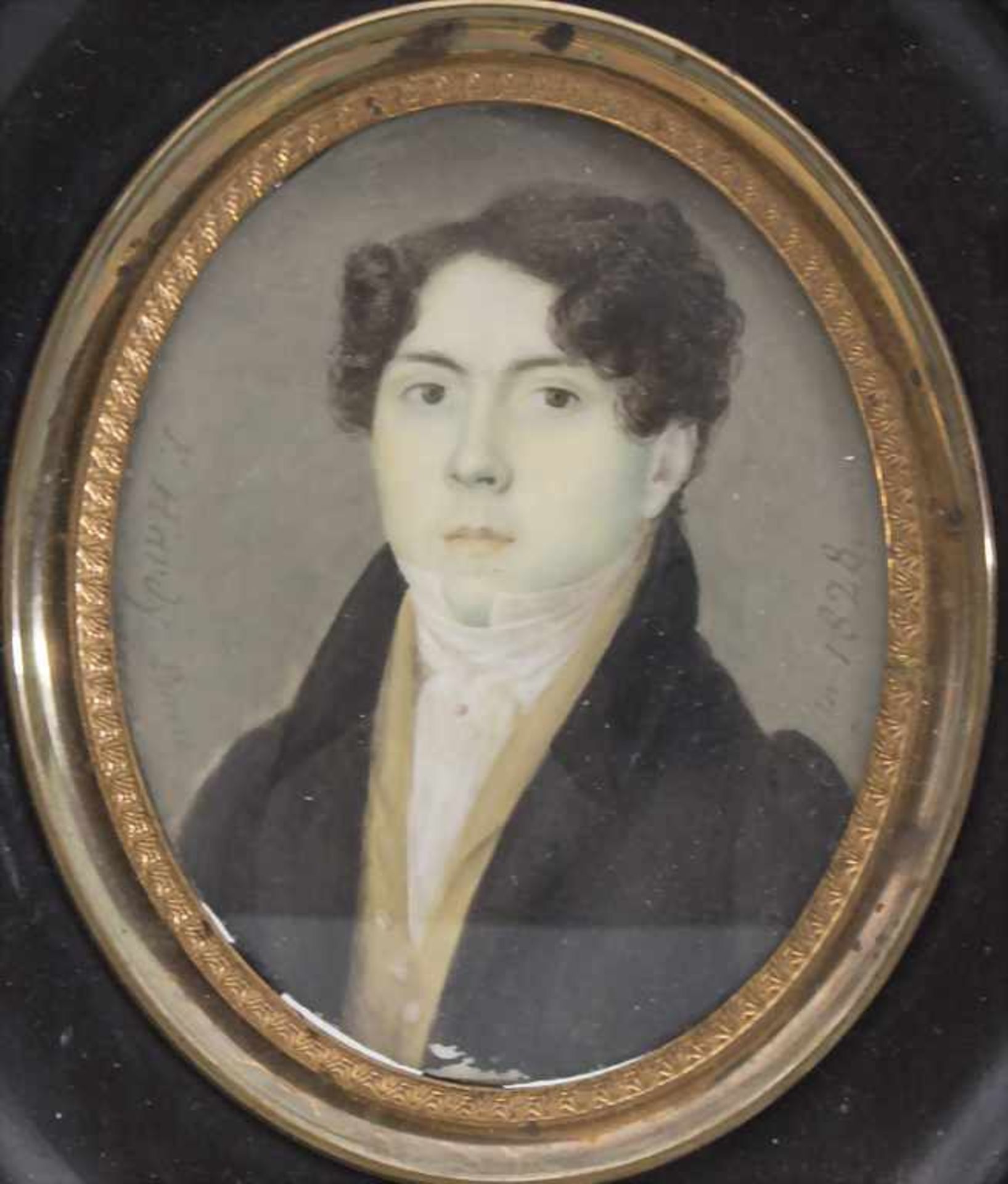 Miniatur Porträt eines jungen Mannes / A miniature portrait of a young gentleman, F. Hardy, Anfang - Bild 2 aus 4