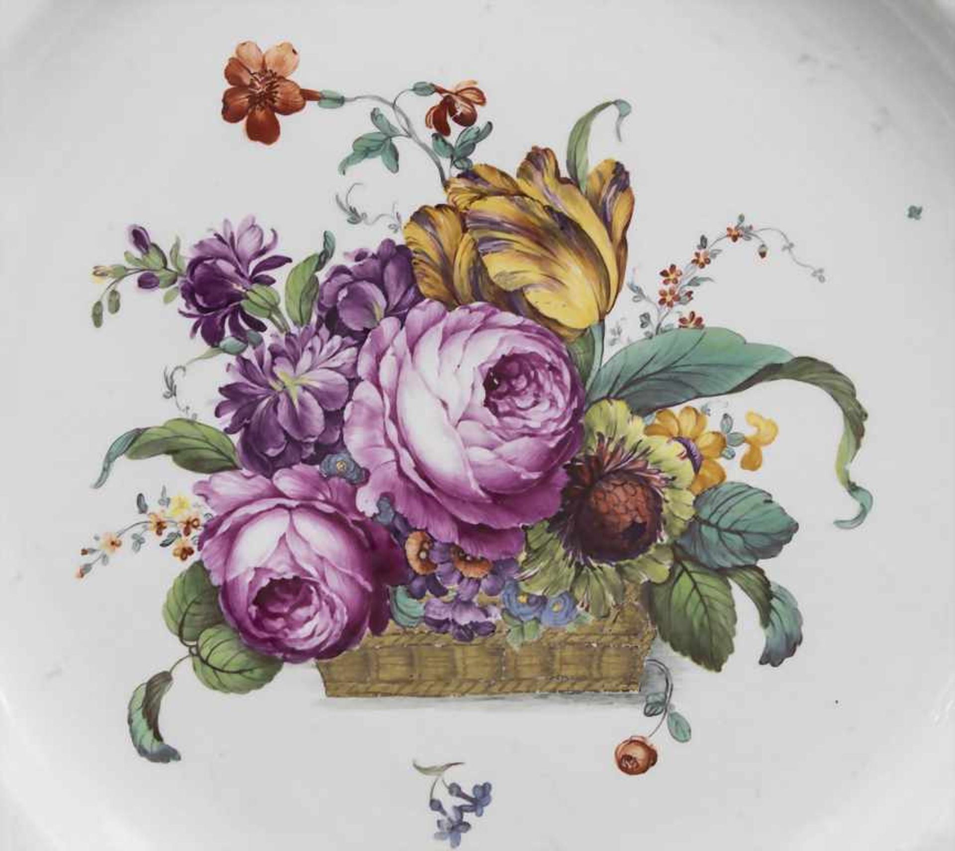 Teller / A plate with a flower basket, Höchst, um 1770 - Bild 2 aus 5