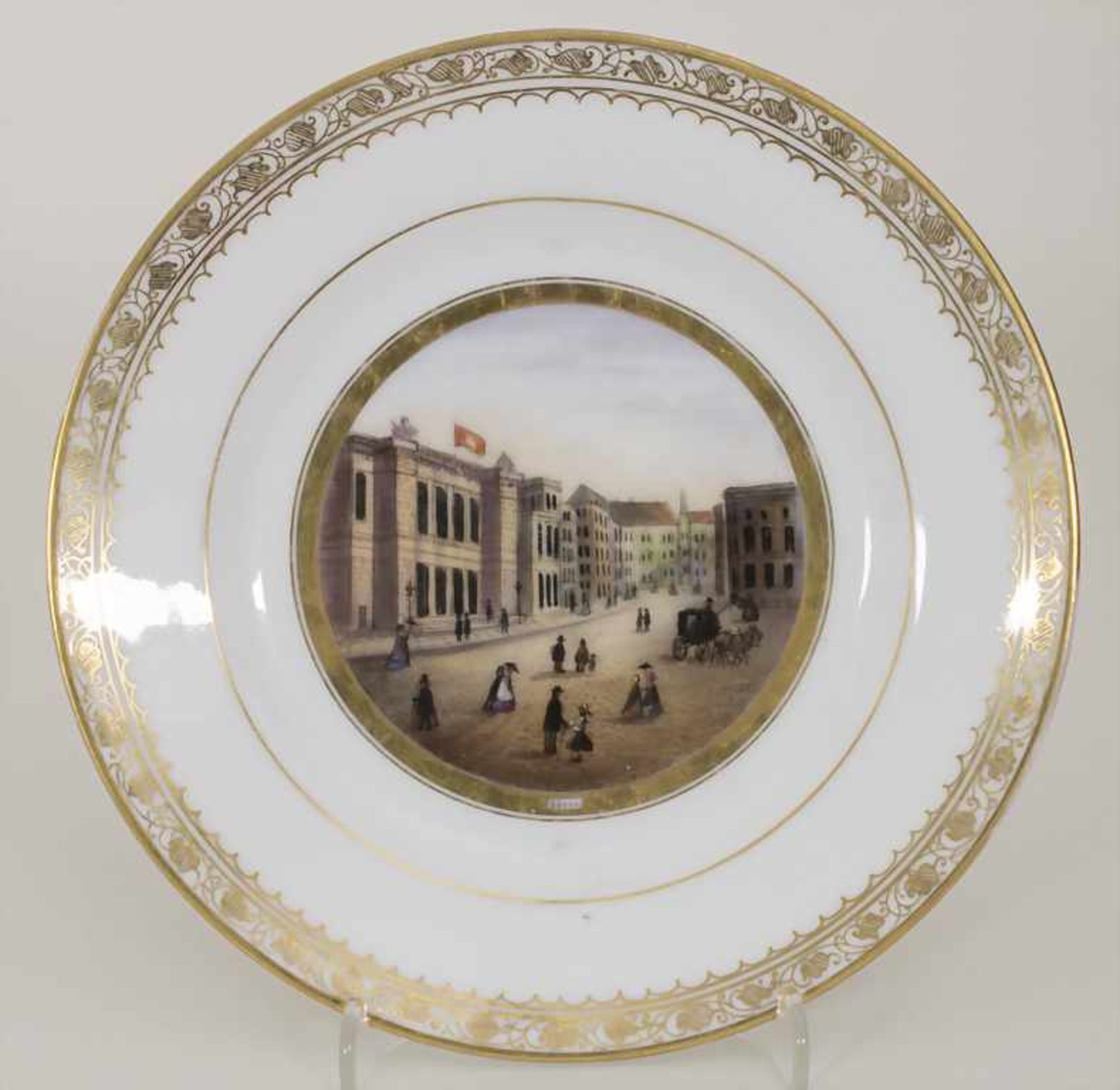4 Teller mit Ansichten von Hamburg / 4 decorative plates with views of Hamburg, deutsch, 1. Hälfte - Bild 3 aus 13