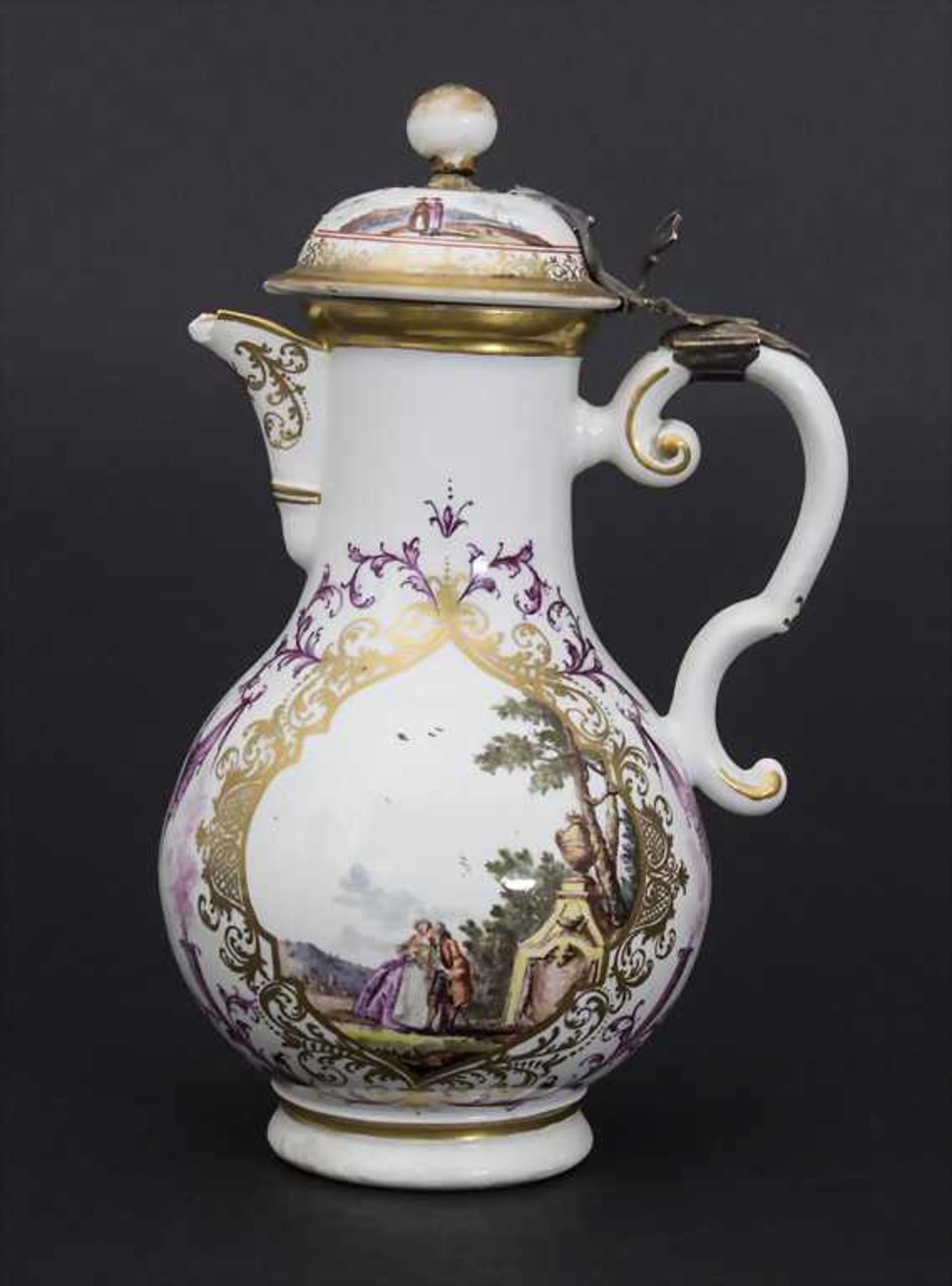 Kanne mit Kauffahrtei-Szenen / An early pot with harbour scenes, Meissen, Höroldt'sche Periode, um