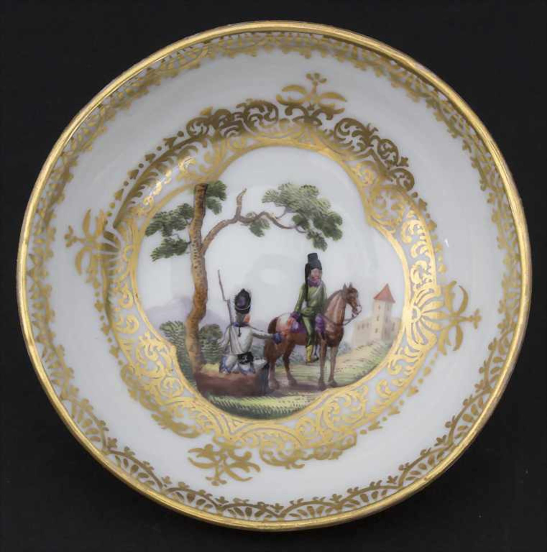 6 Tassen und Untertassen mit Soldaten- u. Schlachtenszenen / 6 cups and saucers with military scenes - Bild 18 aus 24