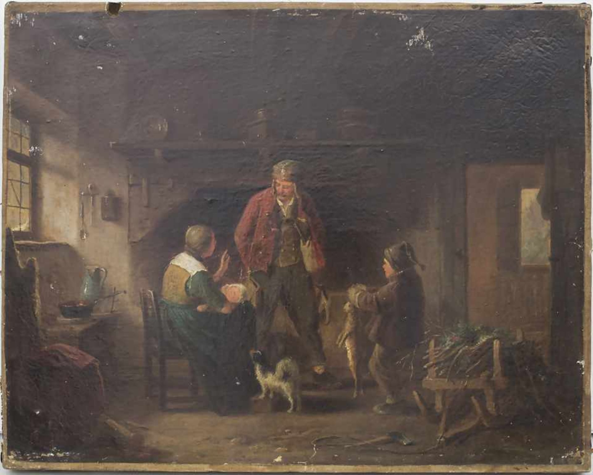 Karl von Enhuber (1811-1867), Interieur 'Bauernfamilie' / An interior 'Peasant family'