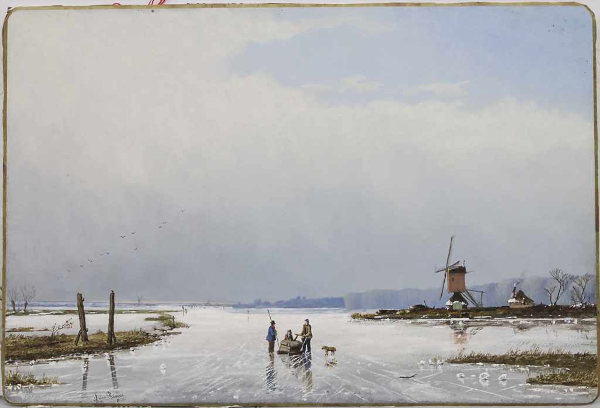 A. von Römer (19. Jh.), ' Winterliche, niederländische Landschaft' / 'A dutch winterly landscape'