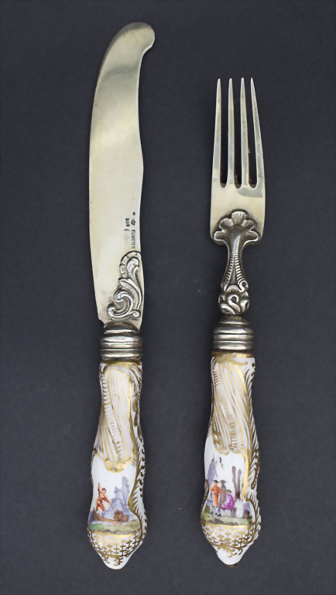 Messer und Gabel mit Kauffahrtei-Szenen / A knife and fork with harbor scenes, Meissen und