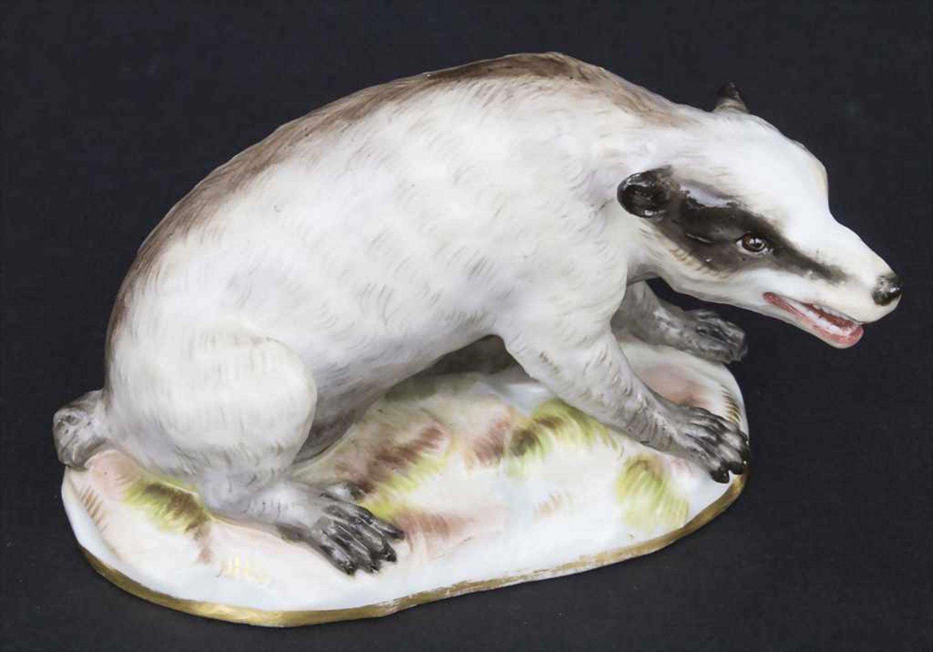 Seltene Tierfigur 'Dachs' / A rare animal figure of a badger, Meissen, Mitte 19. Jh. - Bild 6 aus 9