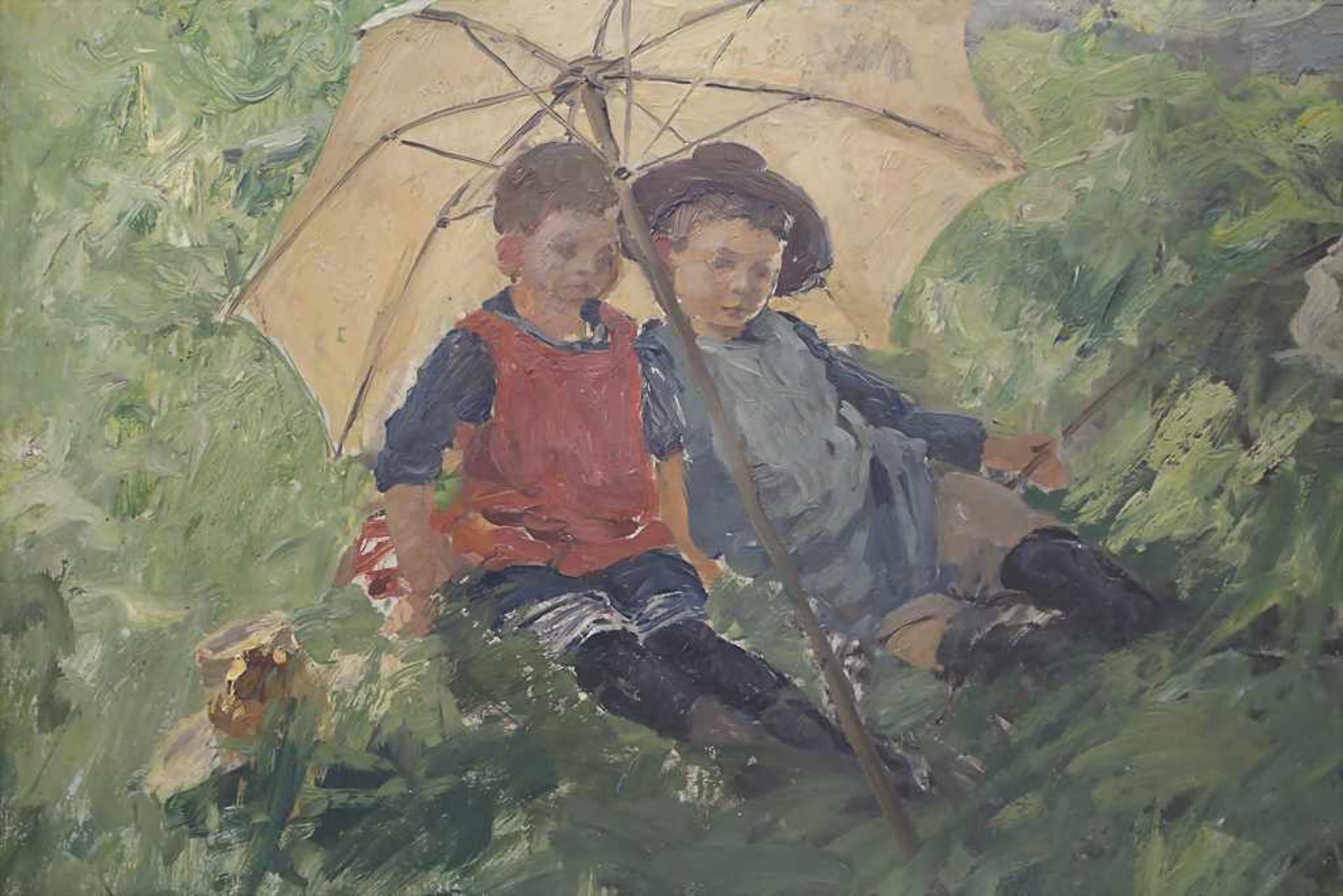 Friedrich Kallmorgen (1856-1924), 'Kinder unterm Sonnenschirm' / 'Children under a Parasol' - Bild 4 aus 5