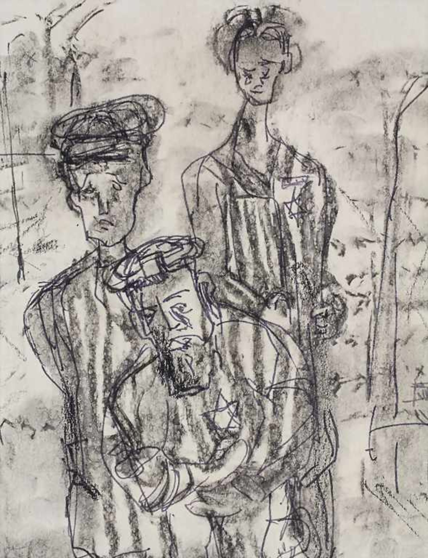 Shimon Balisky (1910-2001), 'Jüdische Gefangene im KZ' / 'Jewish prisoners in a concentration camp' - Image 4 of 5
