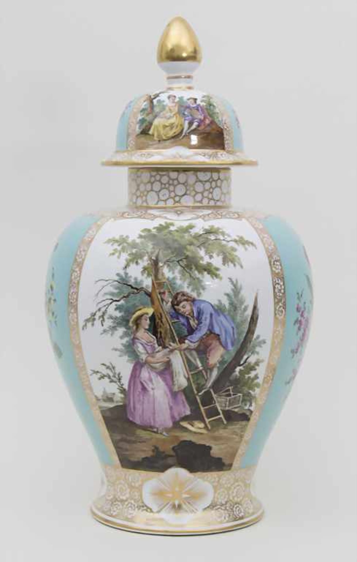 Große Deckelvase mit Vierfelderdekor / A vase with 4 field patterns, im Stil von Helena Wolfsohn, - Bild 10 aus 15