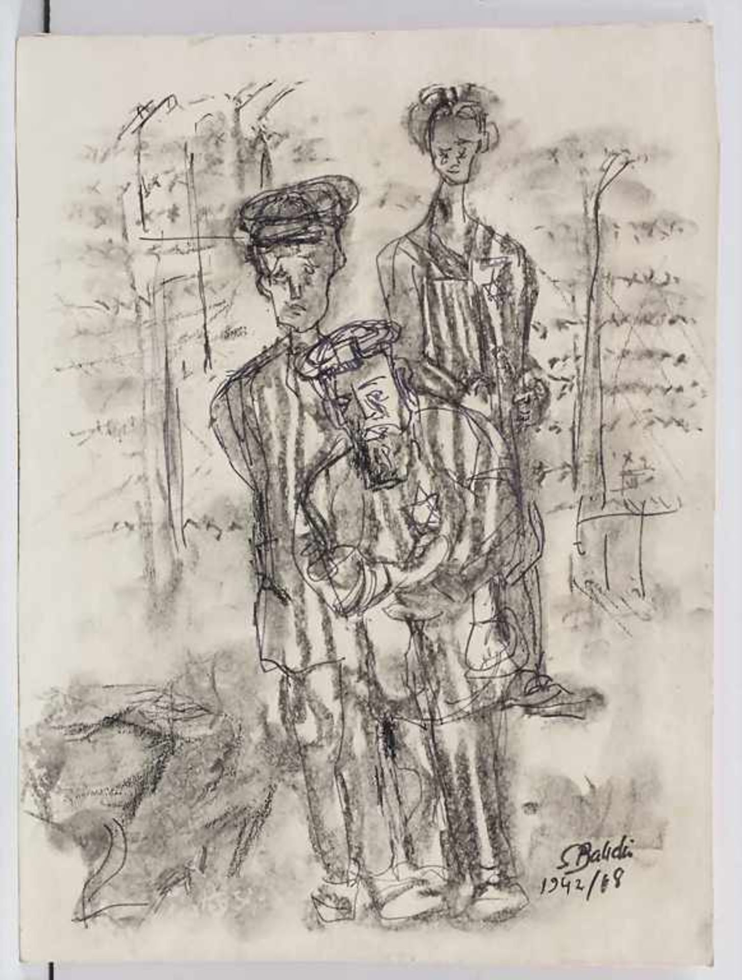 Shimon Balisky (1910-2001), 'Jüdische Gefangene im KZ' / 'Jewish prisoners in a concentration camp' - Image 2 of 5