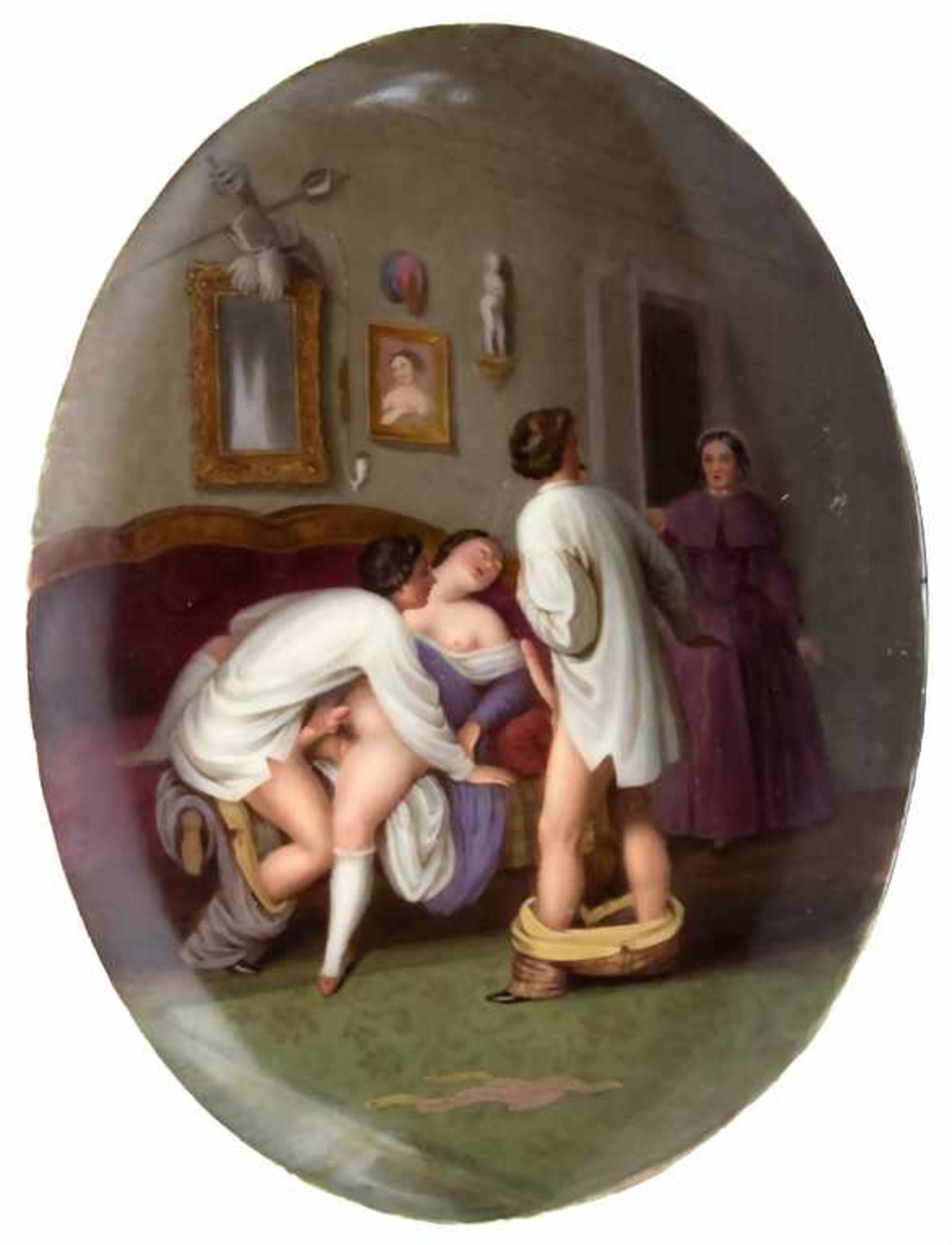 Erotika-Porzellanbild 'Liebesspiel' / An erotica porcelain plate 'amorous play', KPM Berlin, um