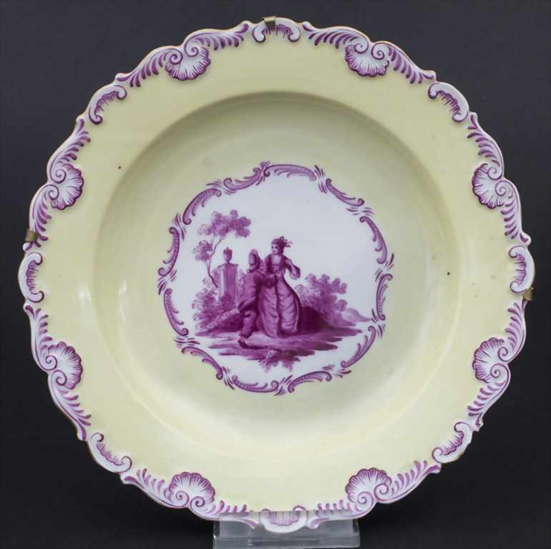 Paar Zierteller mit galanten Szenen / A pair of plates with Watteau scenes, Meissen, 19. Jh. - Bild 6 aus 9